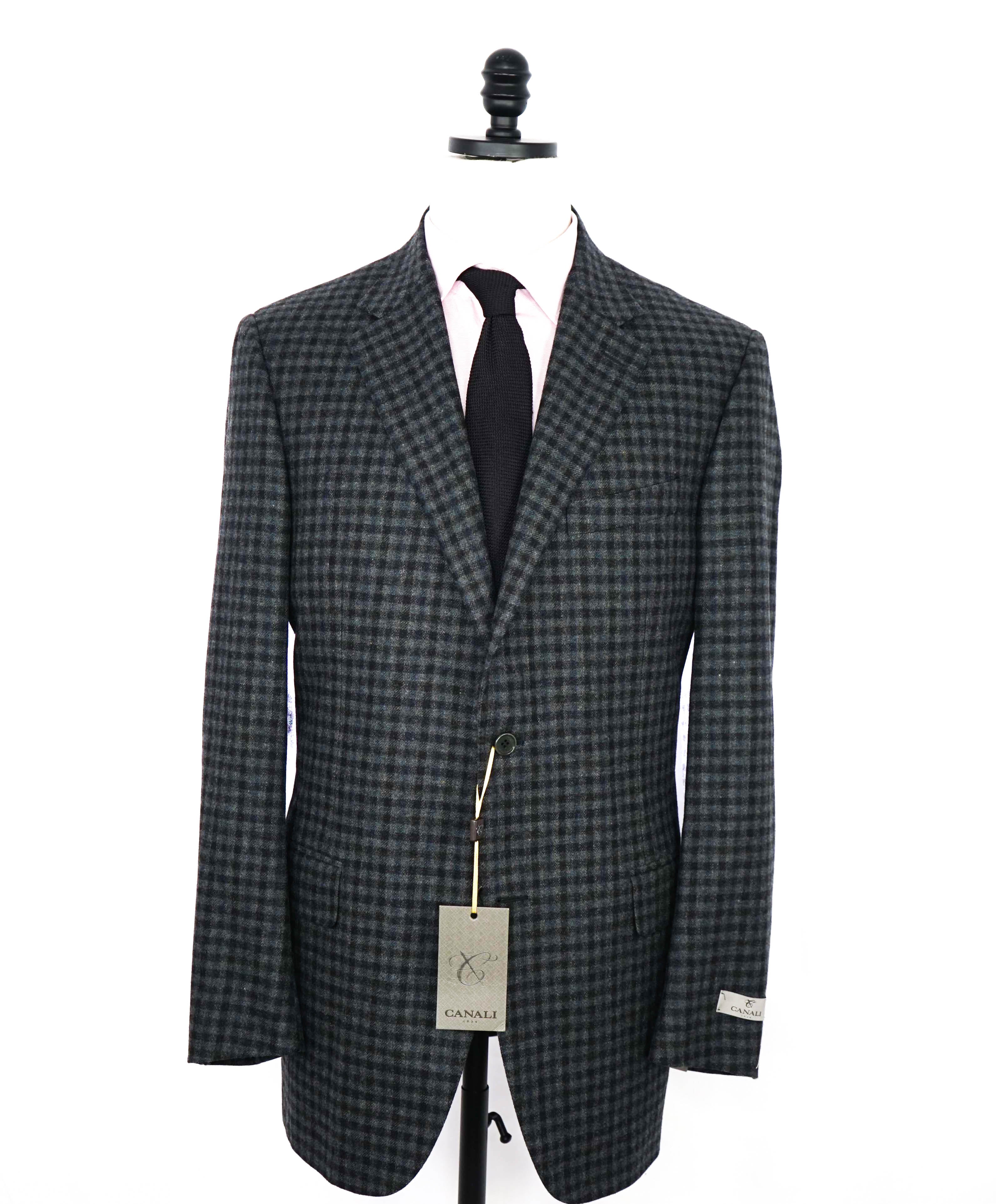 $2,395 CANALI - CASHMERE/Wool Green Gray Check Blazer - 46R