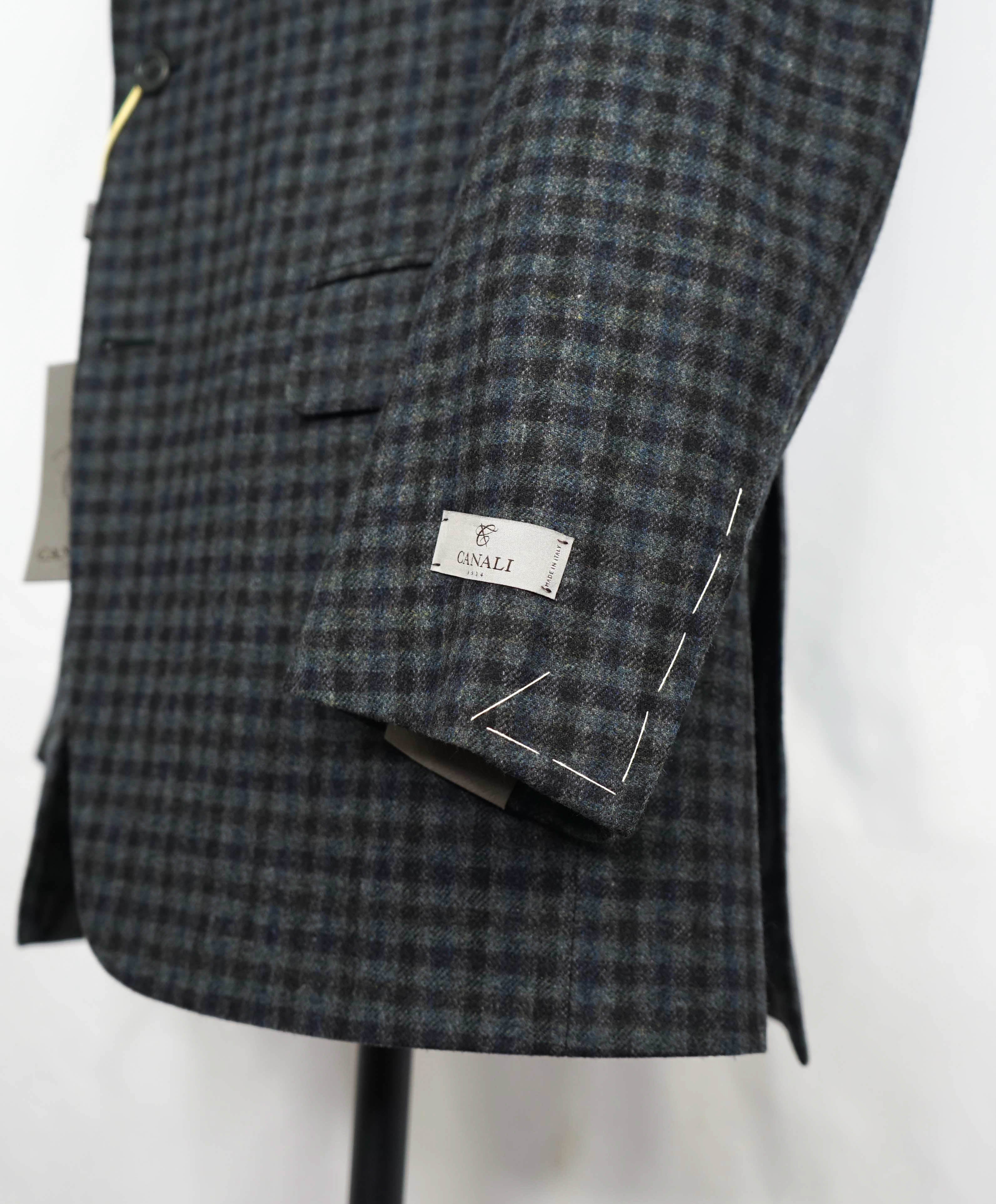 $2,395 CANALI - CASHMERE/Wool Green Gray Check Blazer - 46R