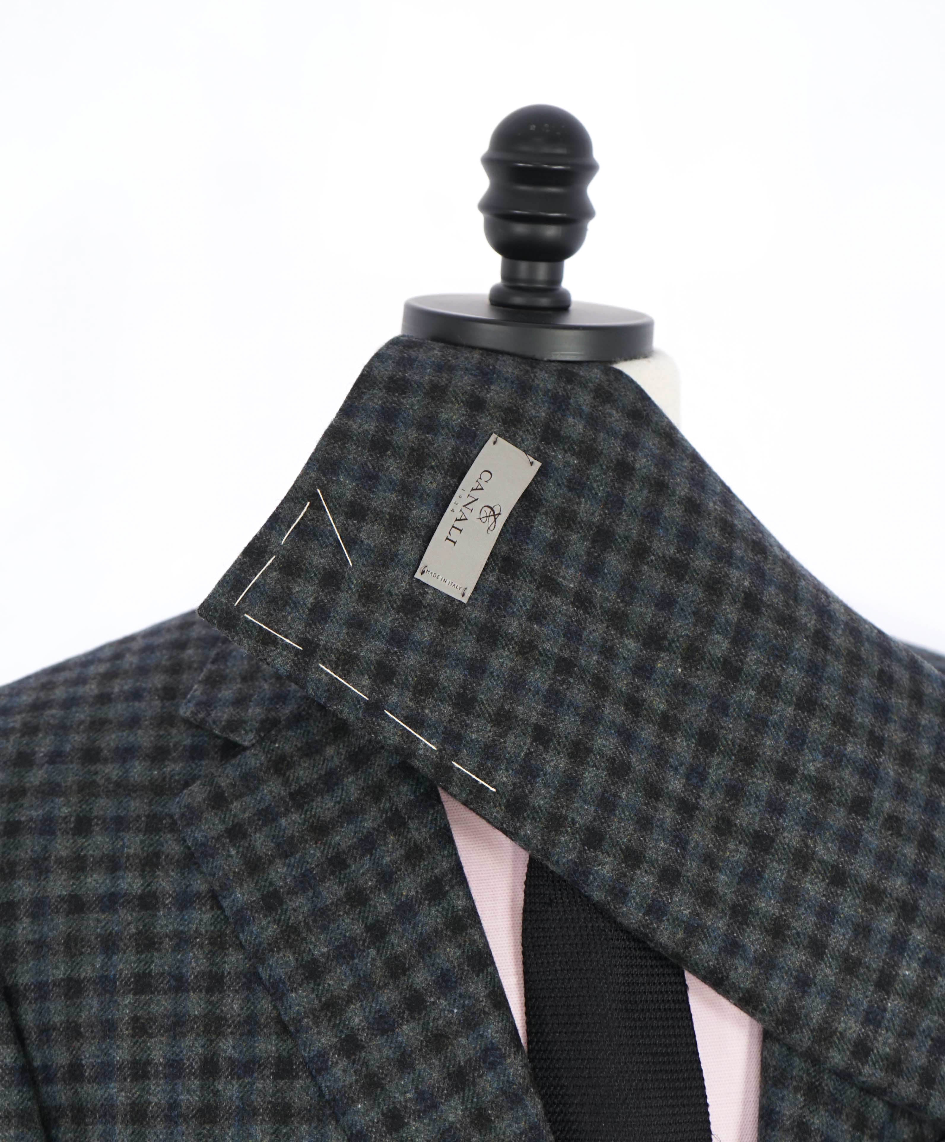 $2,395 CANALI - CASHMERE/Wool Green Gray Check Blazer - 46R