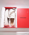 $795 SALVATORE FERRAGAMO - "FRONT 4" White Braided GANCINI Slip On Loafers - 10 E