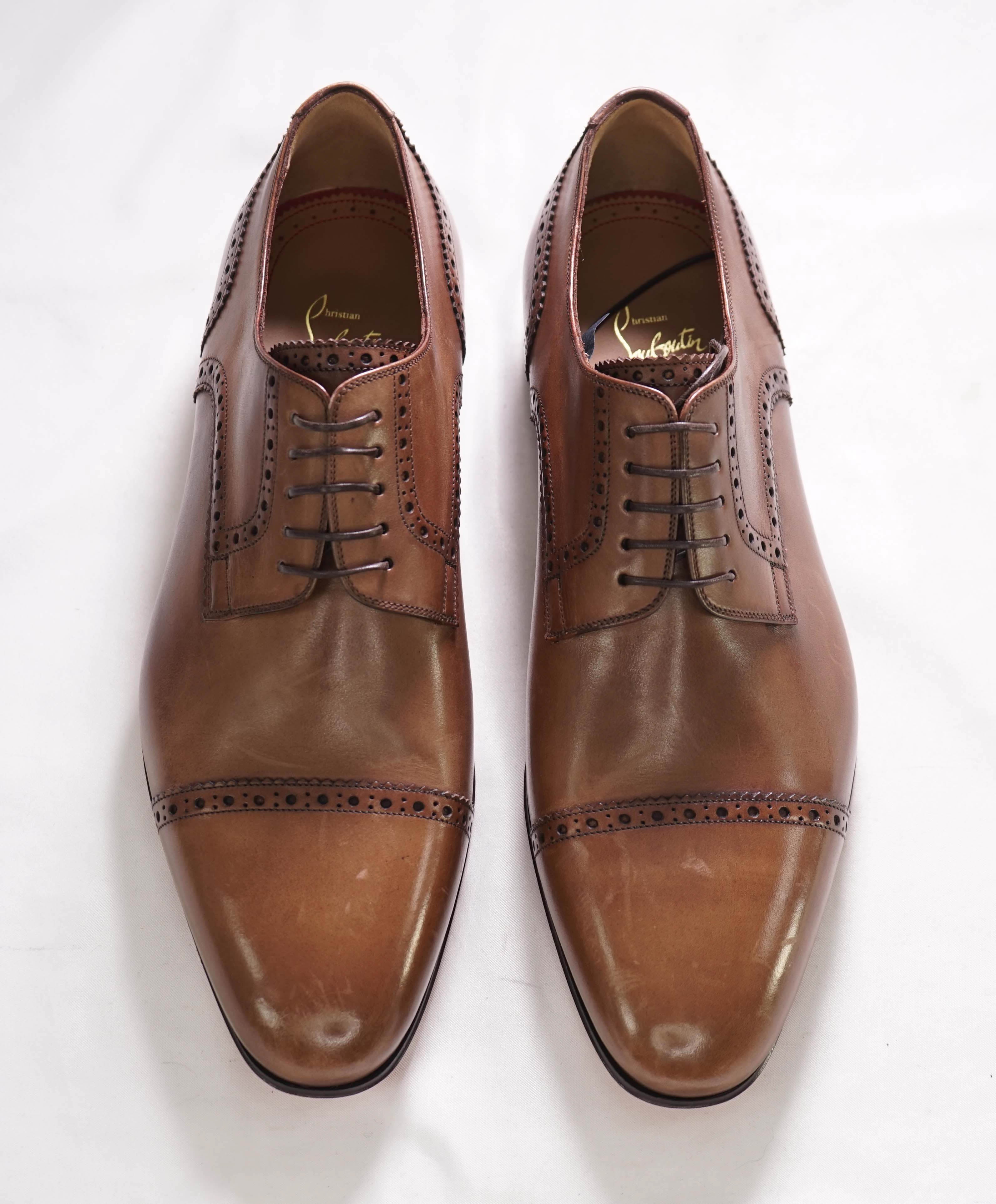 $1,150 CHRISTIAN LOUBOUTIN - *GREGGO* Brown Brogue Oxfords - 10 US (43 EU)