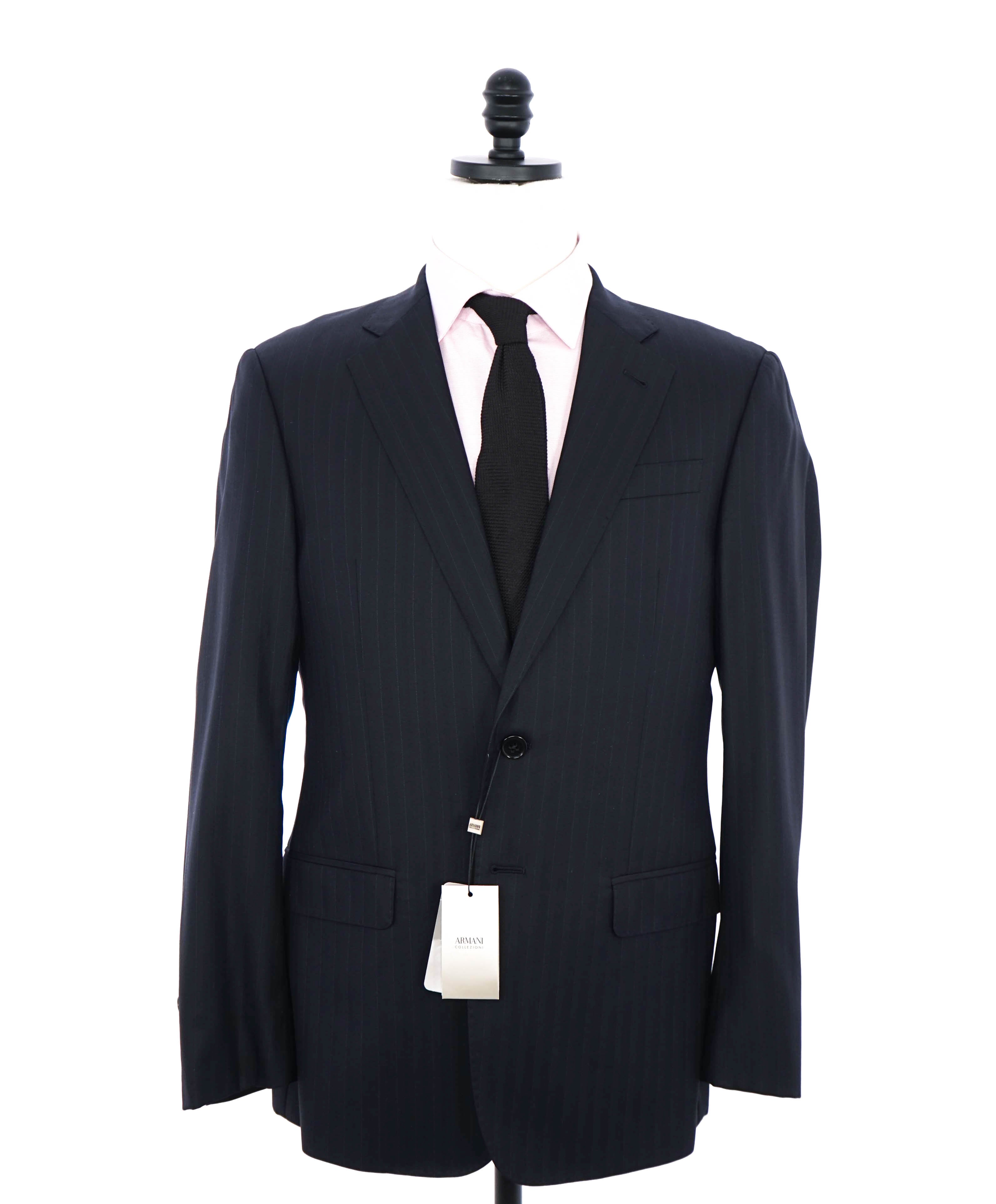 $1,895 ARMANI COLLEZIONI - Blue Striped *G LINE* Notch Lapel Suit - 38R