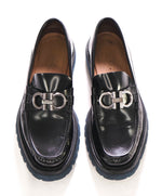 $930 SALVATORE FERRAGAMO - *BLEEKER* Black Leather Lug Sole Loafer - 7.5 D US