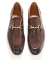 $920 GUCCI - "JORDAAN" Brown/Gold ICONIC Horsebit Leather Loafers - 9.5 US (9G)