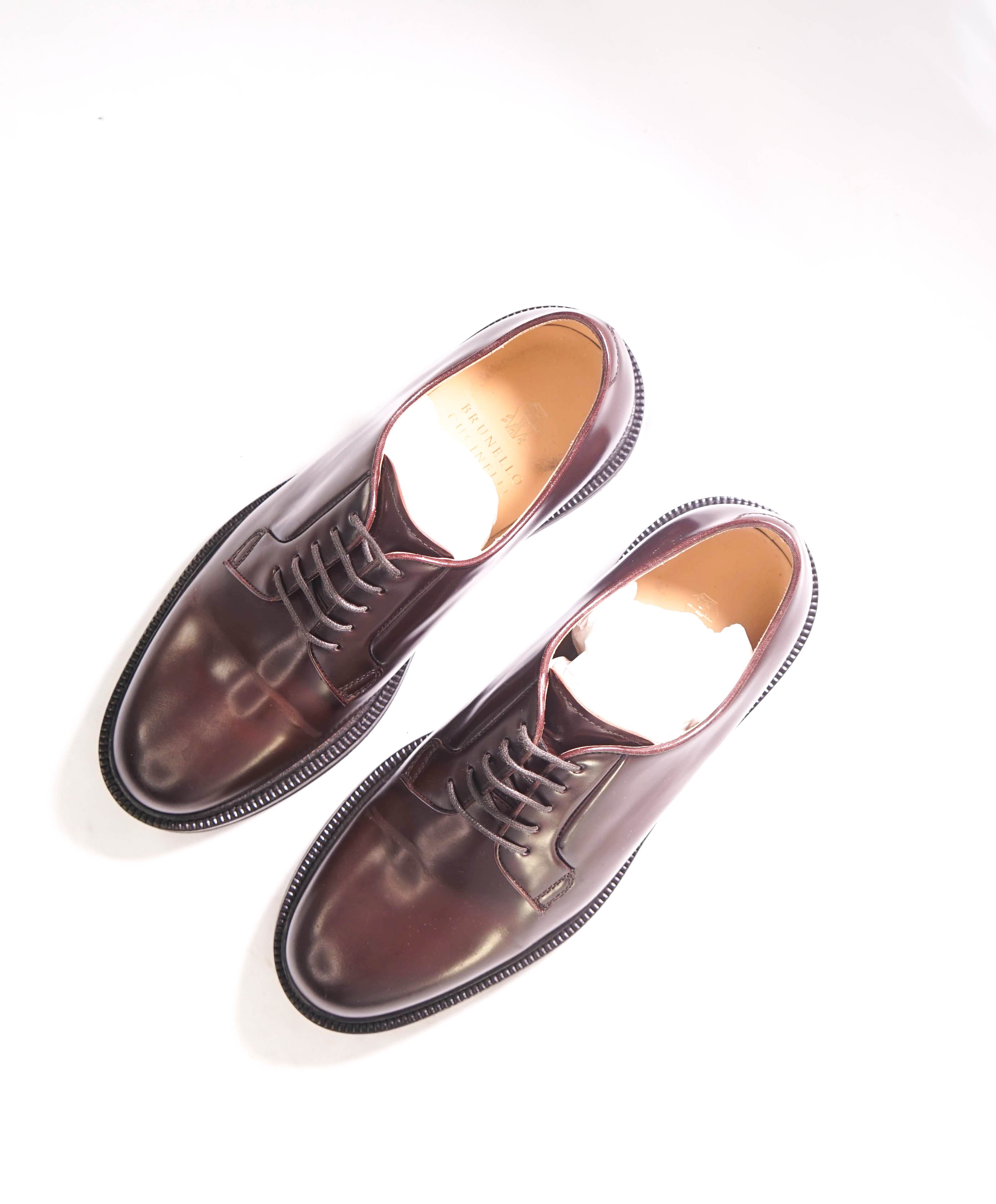 $1,195 BRUNELLO CUCINELLI - Brown Leather Derby Lace-Up Shoes - 9 US (42EU)