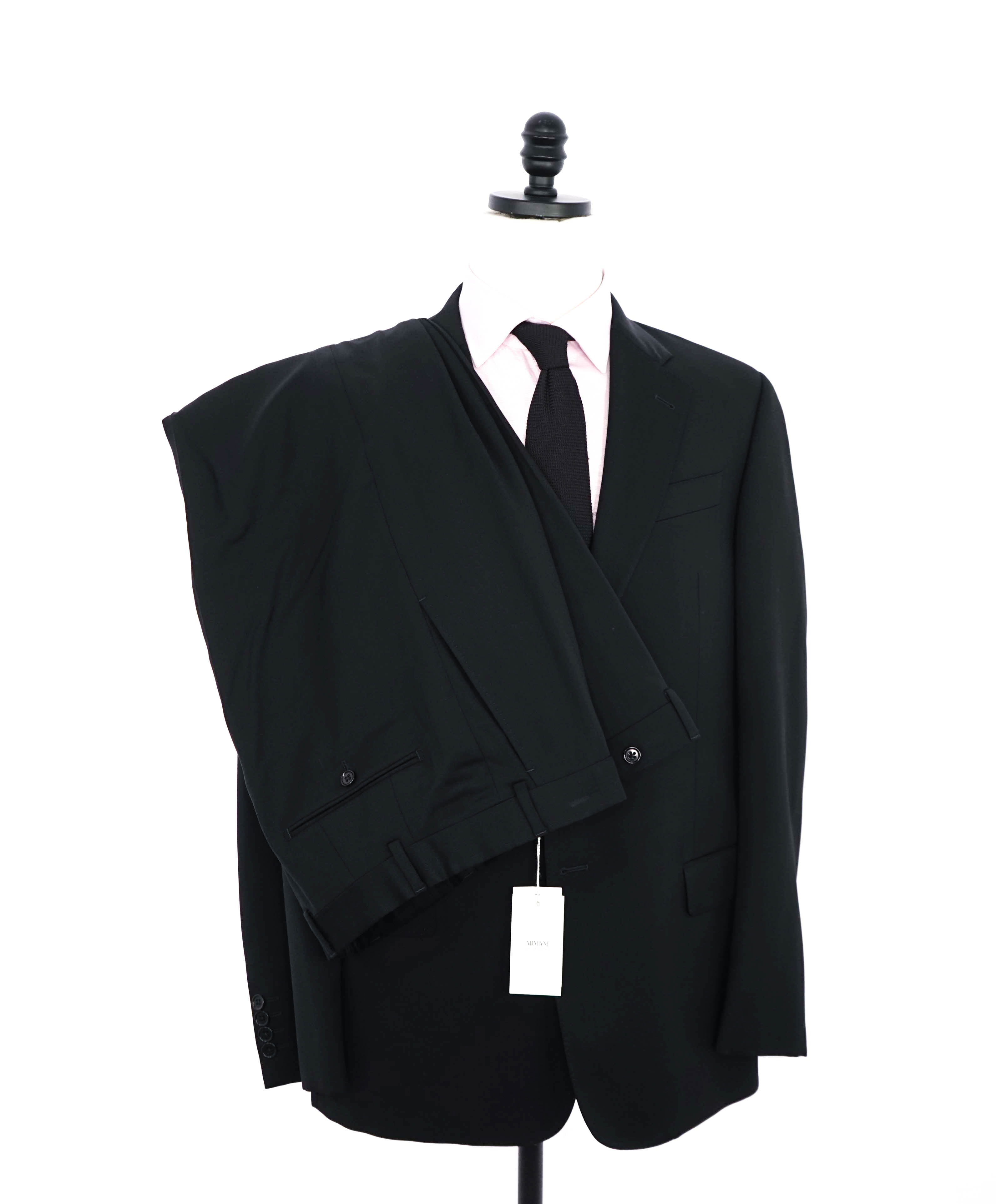 $1,995 ARMANI COLLEZIONI - "G Line" Black "Natural Stretch" Suit - 42R 37W