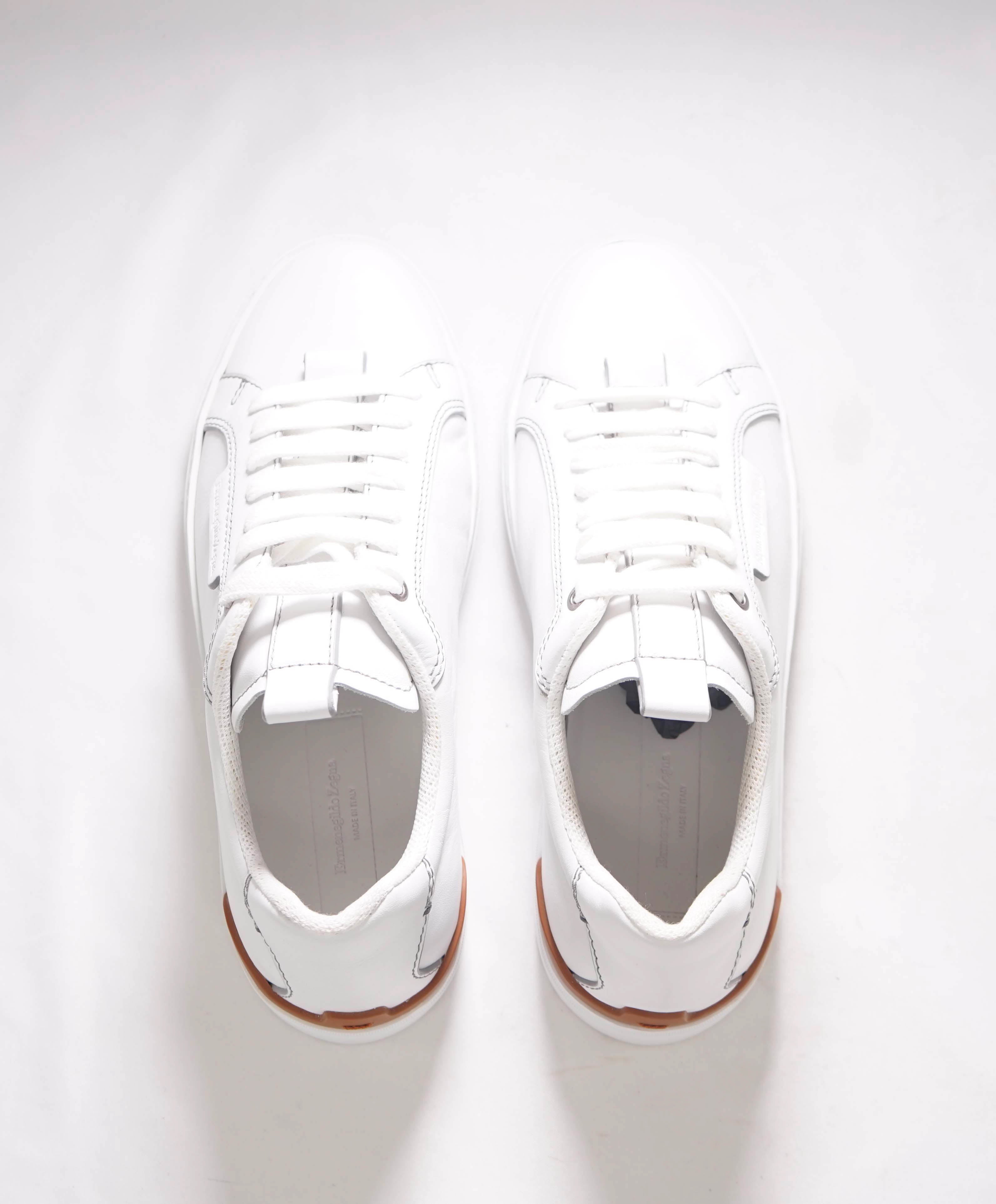 $990 ZEGNA - (ERMENEGILDO) COUTURE "Tennis Low" White Sneakers - 8 US (41 EU)