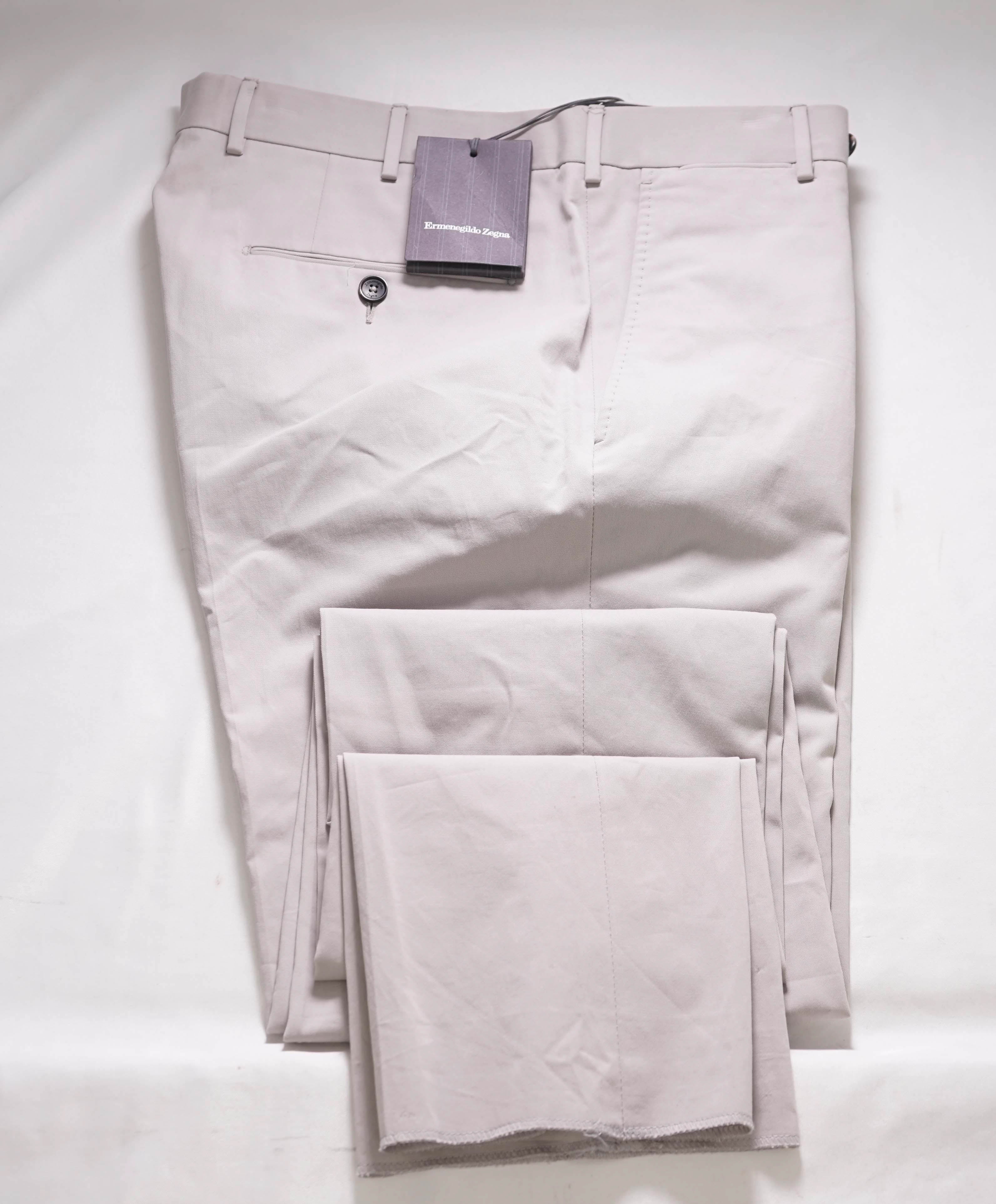 ERMENEGILDO ZEGNA - Stone Gray "CASHCO" Slim Cashmere Chino Pants - 32W