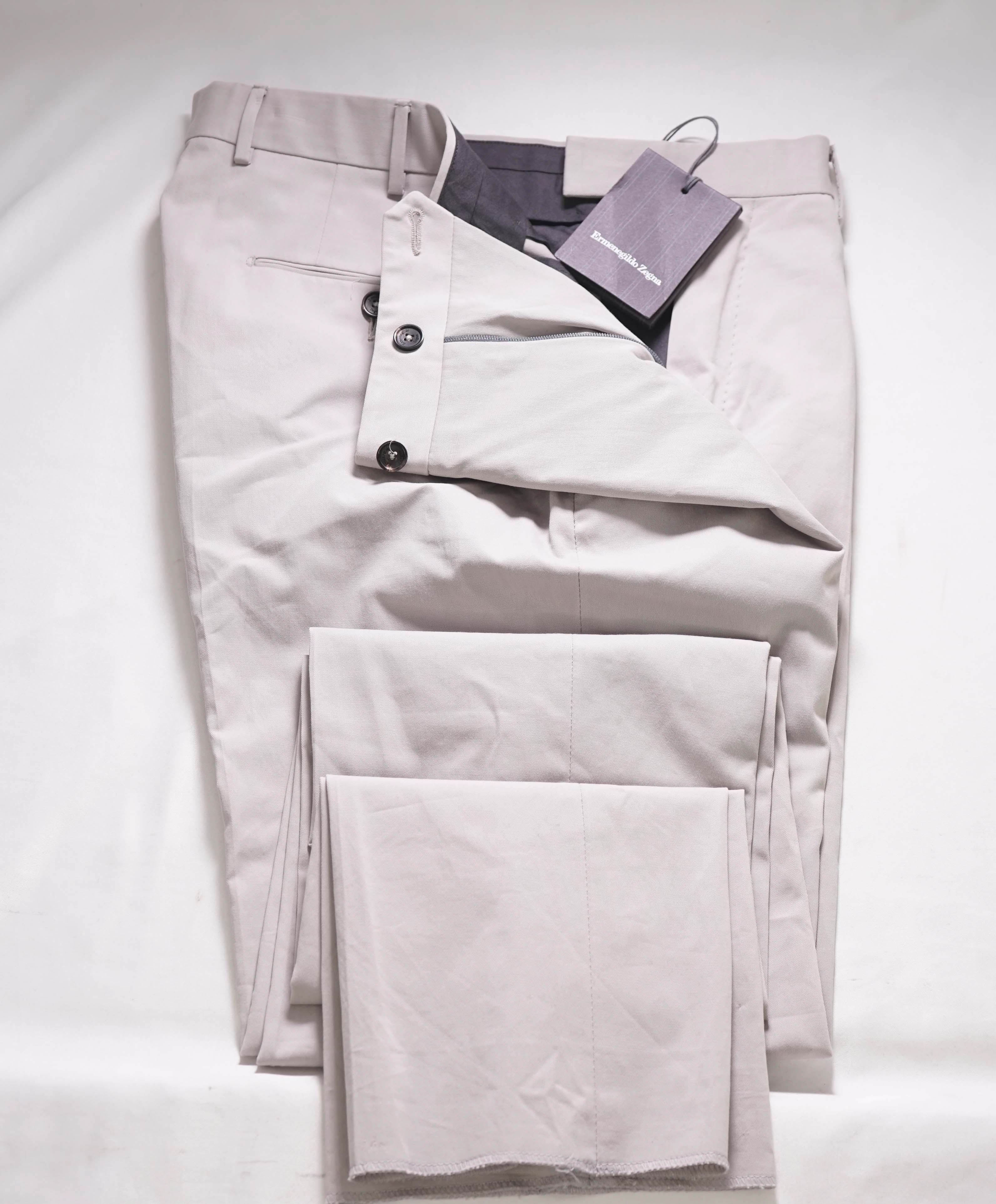 ERMENEGILDO ZEGNA - Stone Gray "CASHCO" Slim Cashmere Chino Pants - 32W