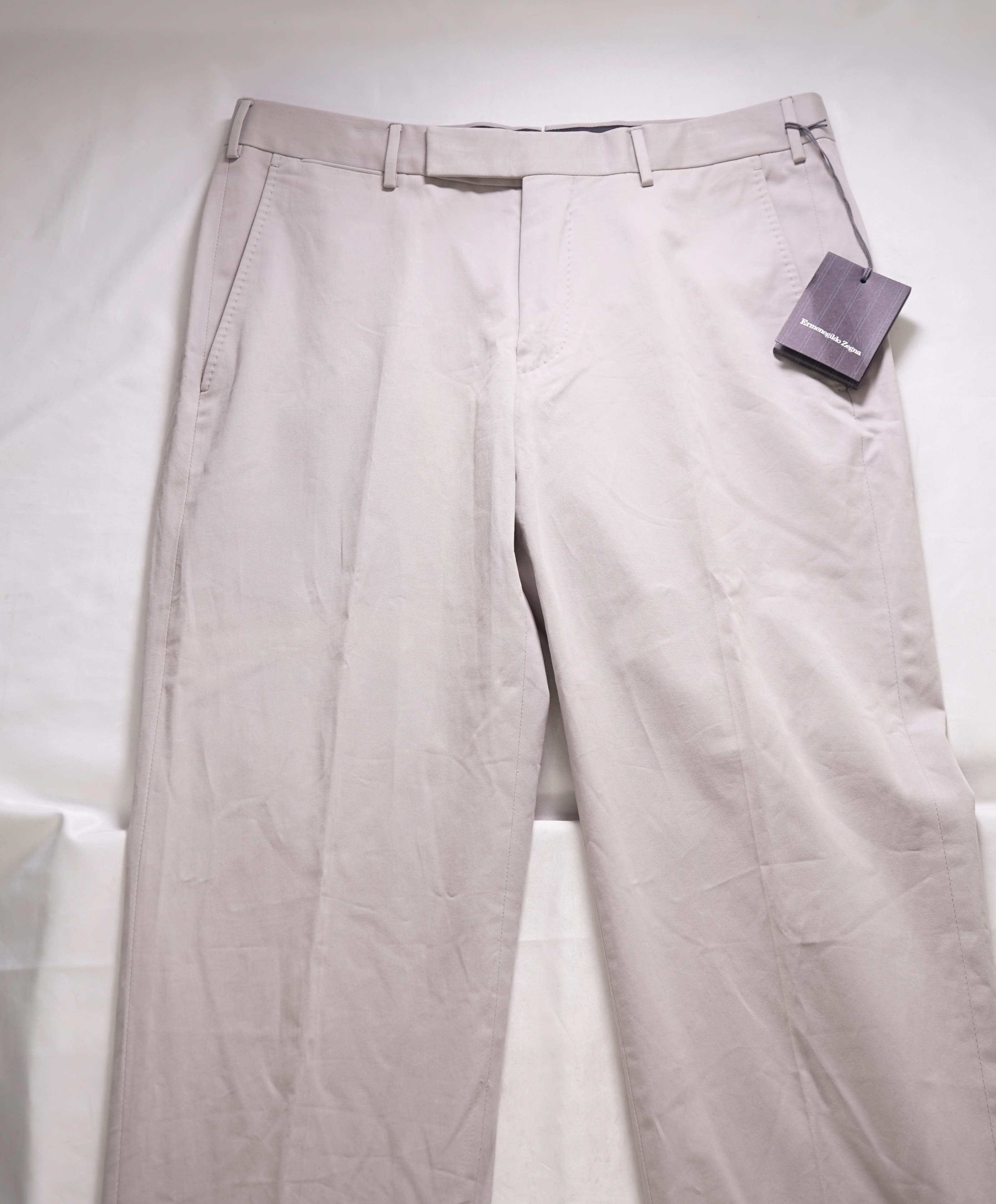 ERMENEGILDO ZEGNA - Stone Gray "CASHCO" Slim Cashmere Chino Pants - 40W