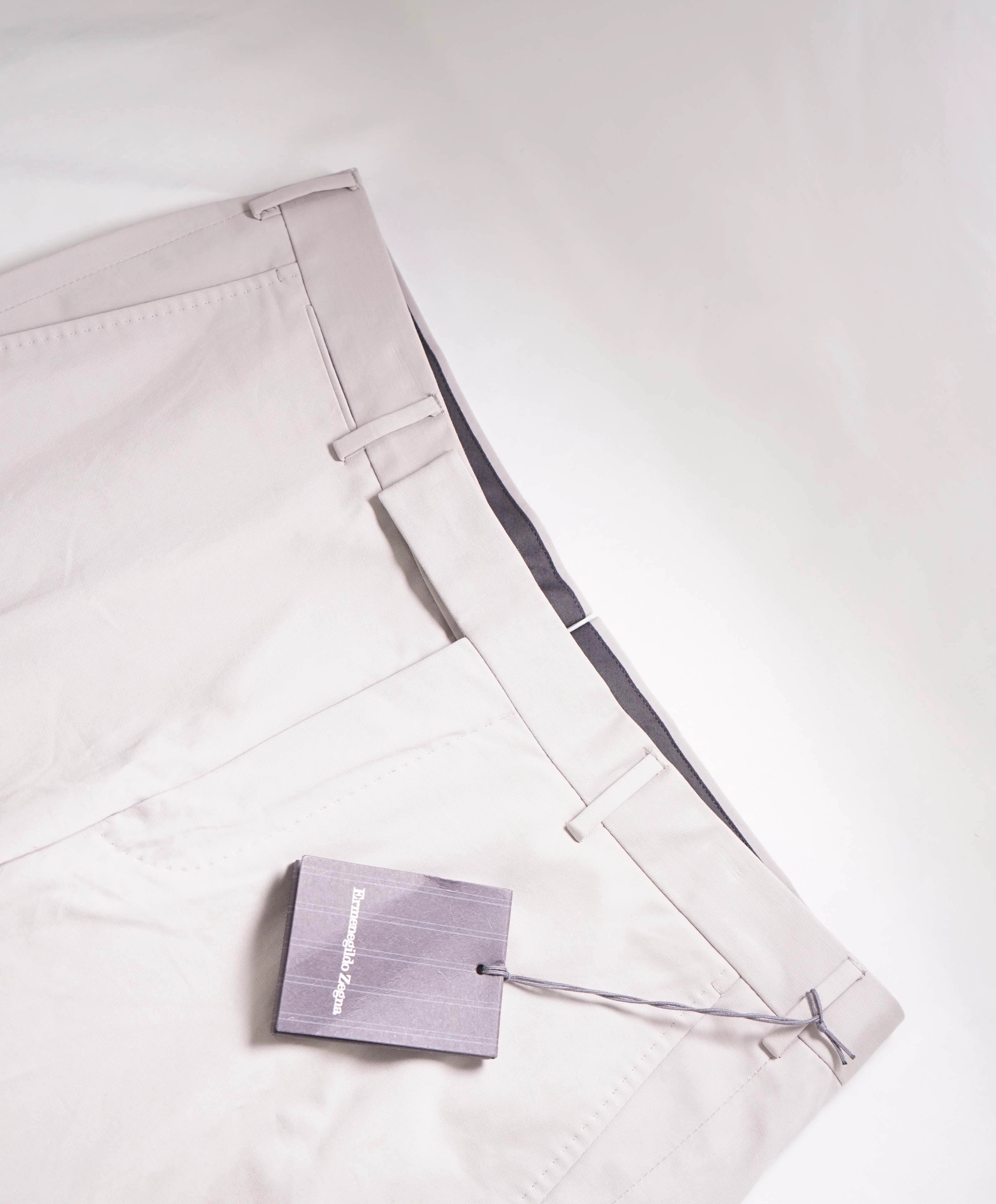 ERMENEGILDO ZEGNA - Stone Gray "CASHCO" Slim Cashmere Chino Pants - 40W