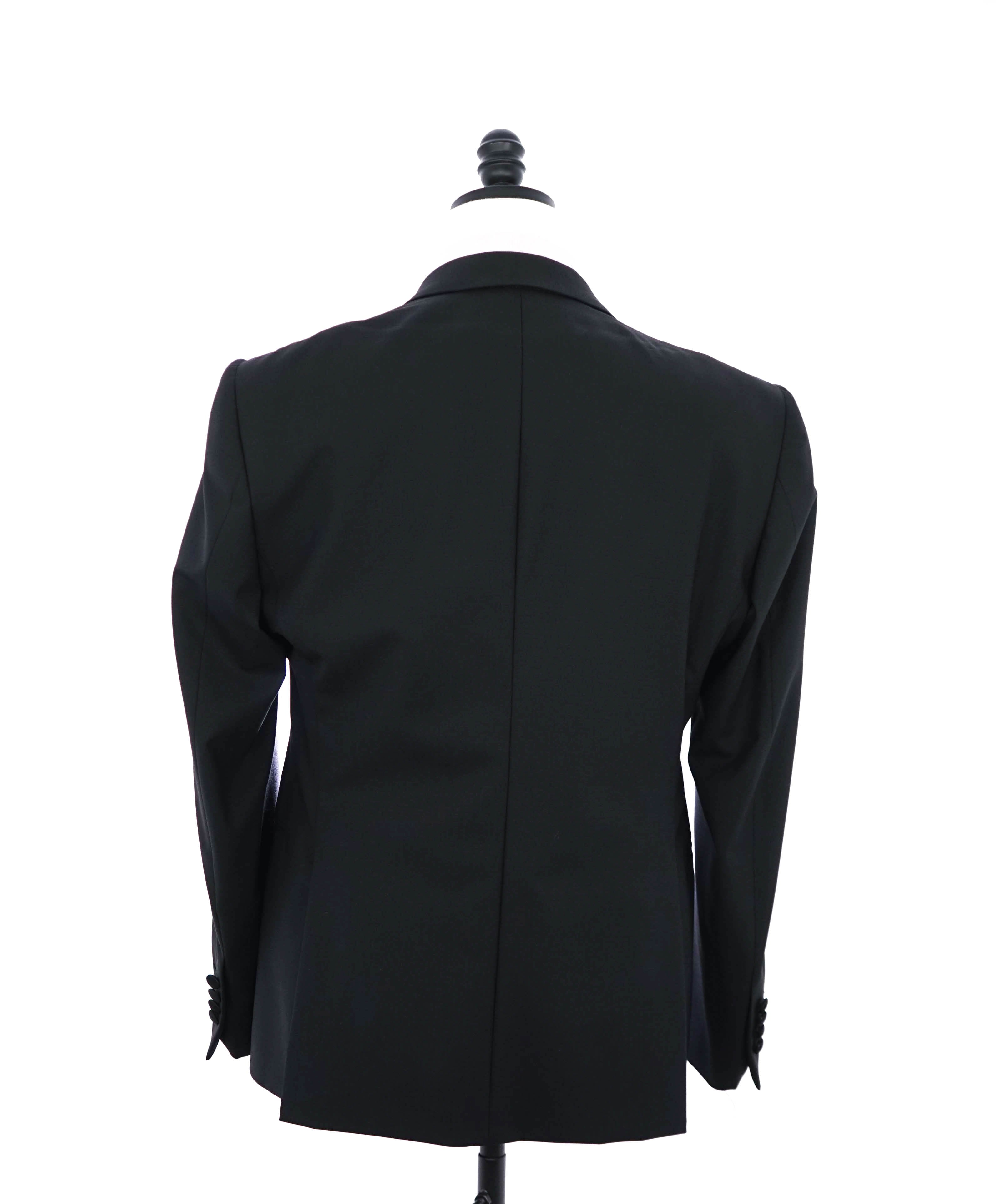 $1,995 EMPORIO ARMANI - “M LINE” 2-Btn Black Peak Lapel Tuxedo Suit - 44R