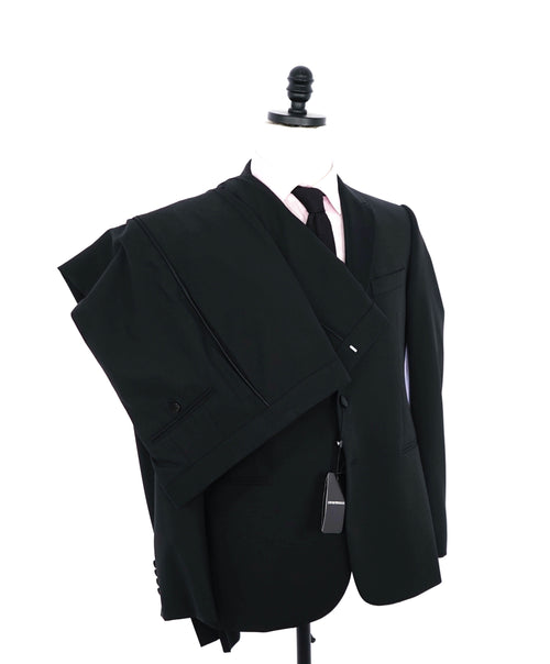 $1,995 EMPORIO ARMANI - “M LINE” 2-Btn Black Peak Lapel Tuxedo Suit - 36R