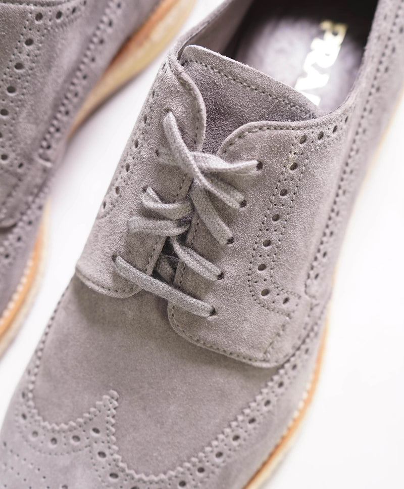 $950 PRADA - Gray Suede Brogue Espadrille Lace-Up Summer shoe - 10 US (9 Prada)