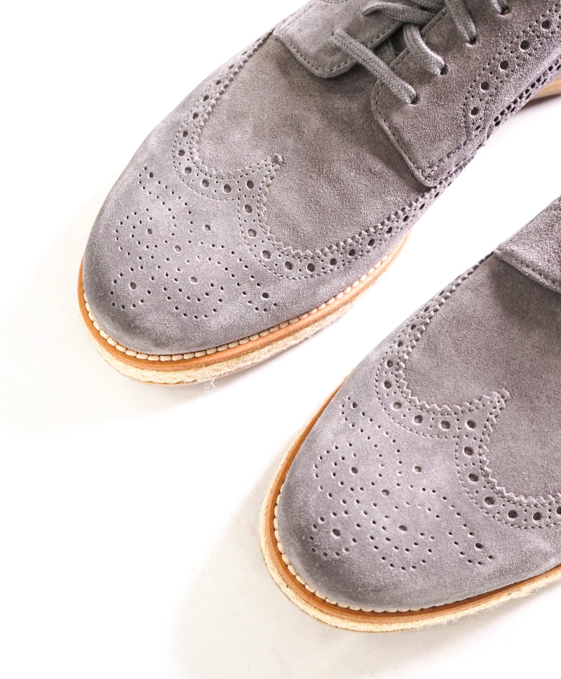 $950 PRADA - Gray Suede Brogue Espadrille Lace-Up Summer shoe - 10 US (9 Prada)