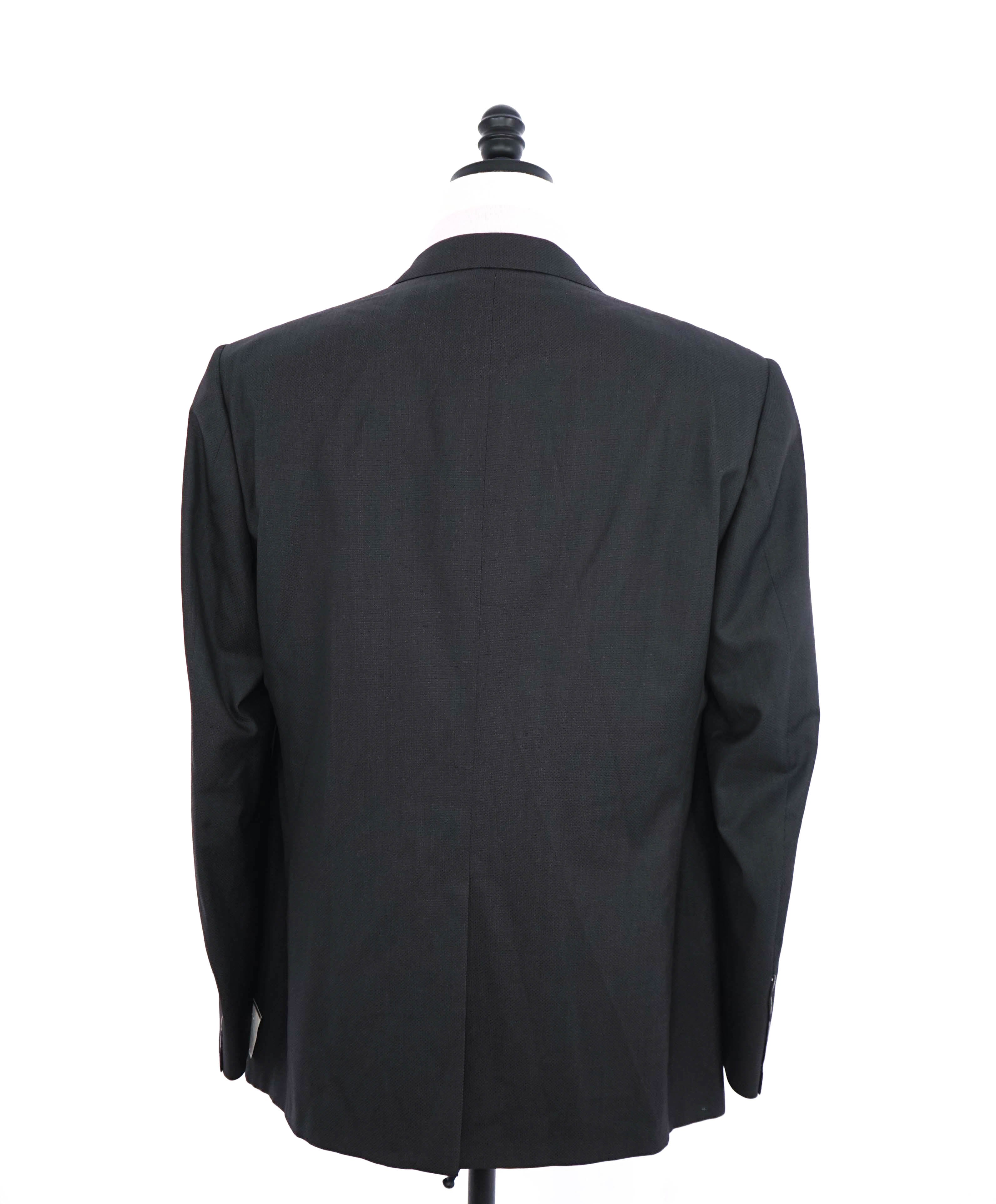 CORNELIANI - Peak Lapel GEOMETRIC Weave Wool/Silk Blend Black Suit - 44R