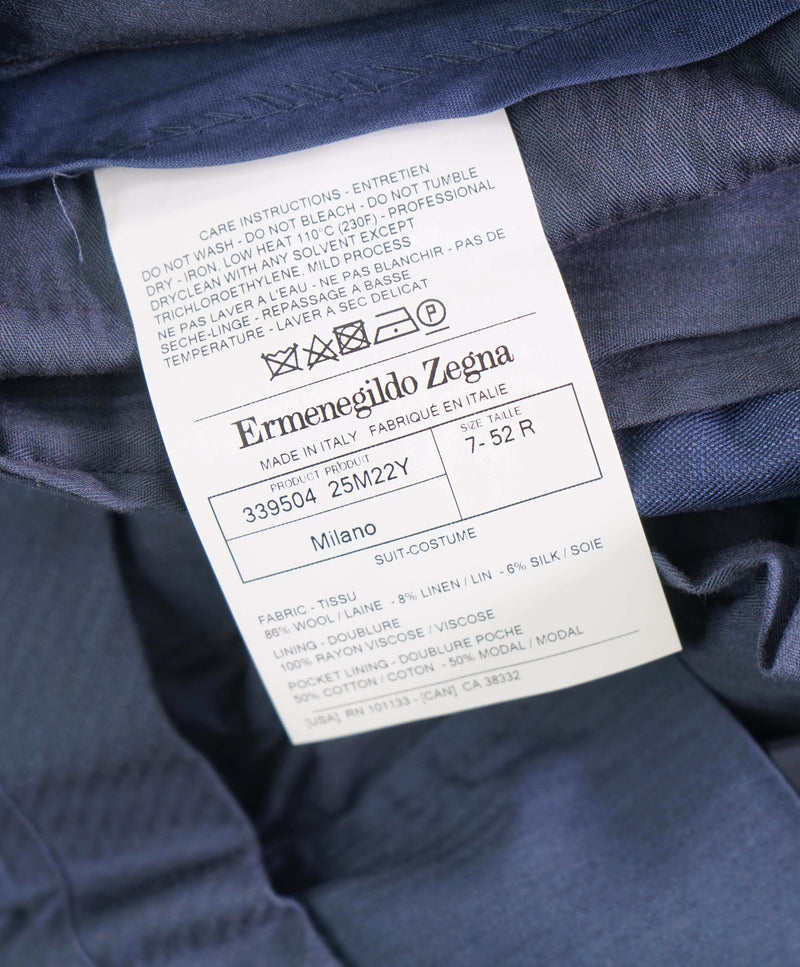 $750 ERMENEGILDO ZEGNA - "TROFEO" Blue Silk/Wool/Linen Dress Pants- 35W (52EU)