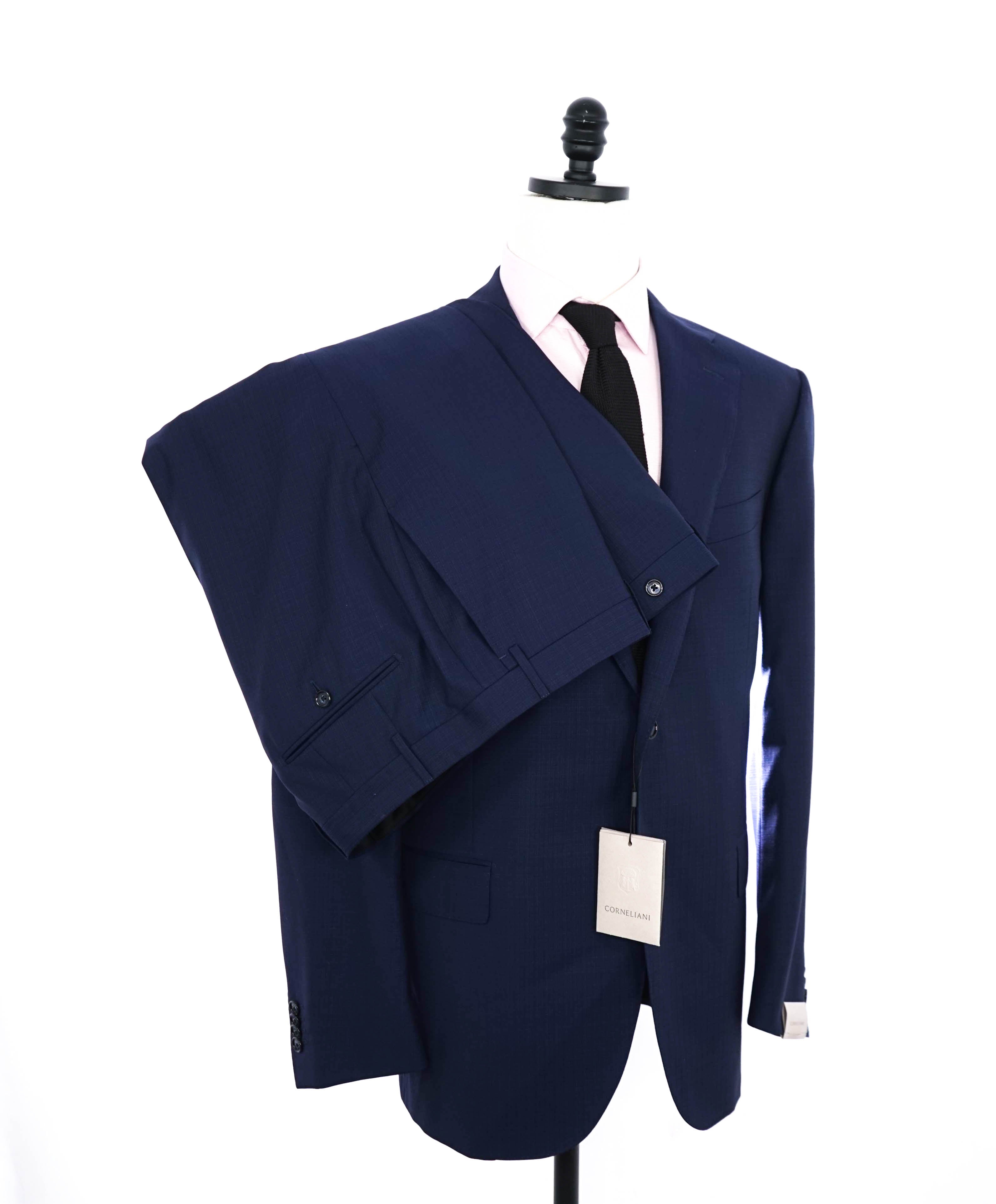 CORNELIANI - Blue Check Wool "Super Fine 18,25 Microns" Suit - 46R