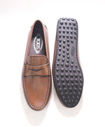 $675 TOD’S - Brown "CITY MOCCASIN" Leather LOGO Vamp Loafer - (8.5 Tod's) 9.5 US