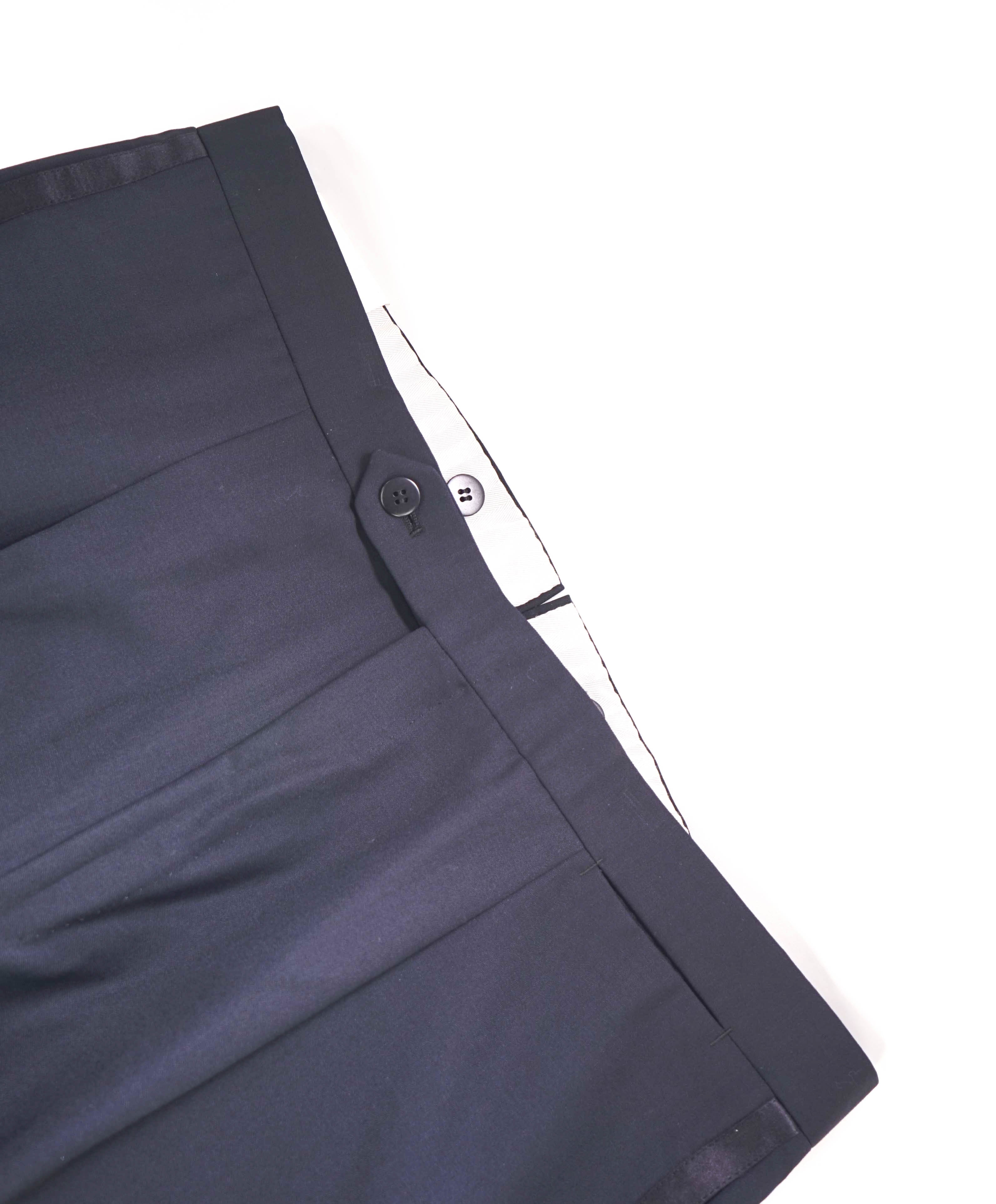 $1,250 BRIONI - Navy Wool TUXEDO SIDE STRIPE Dinner Dress Pants- 35W