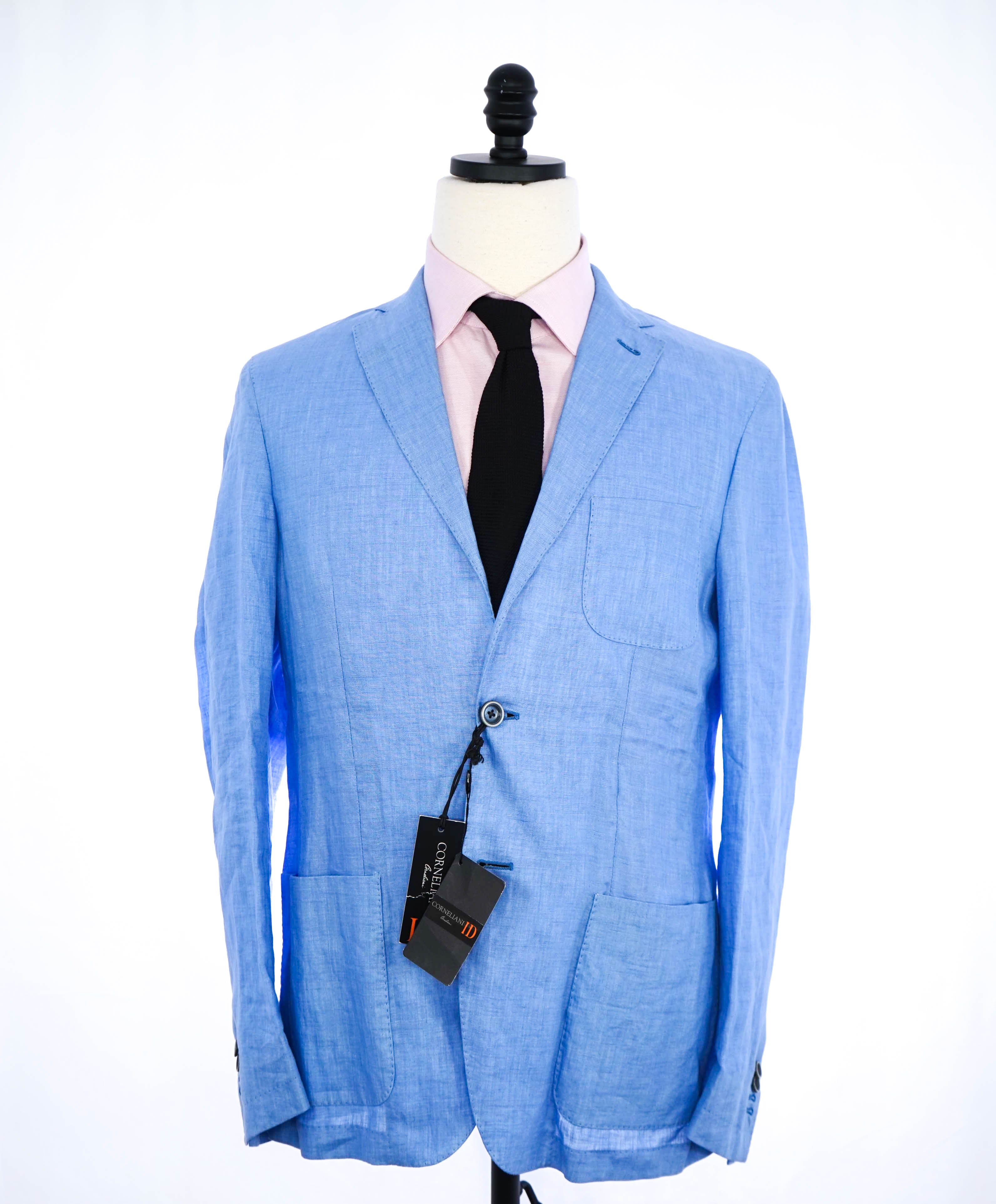 CORNELIANI - ID Semi-Lined Baby Blue Light LINEN Summer Blazer - 38R