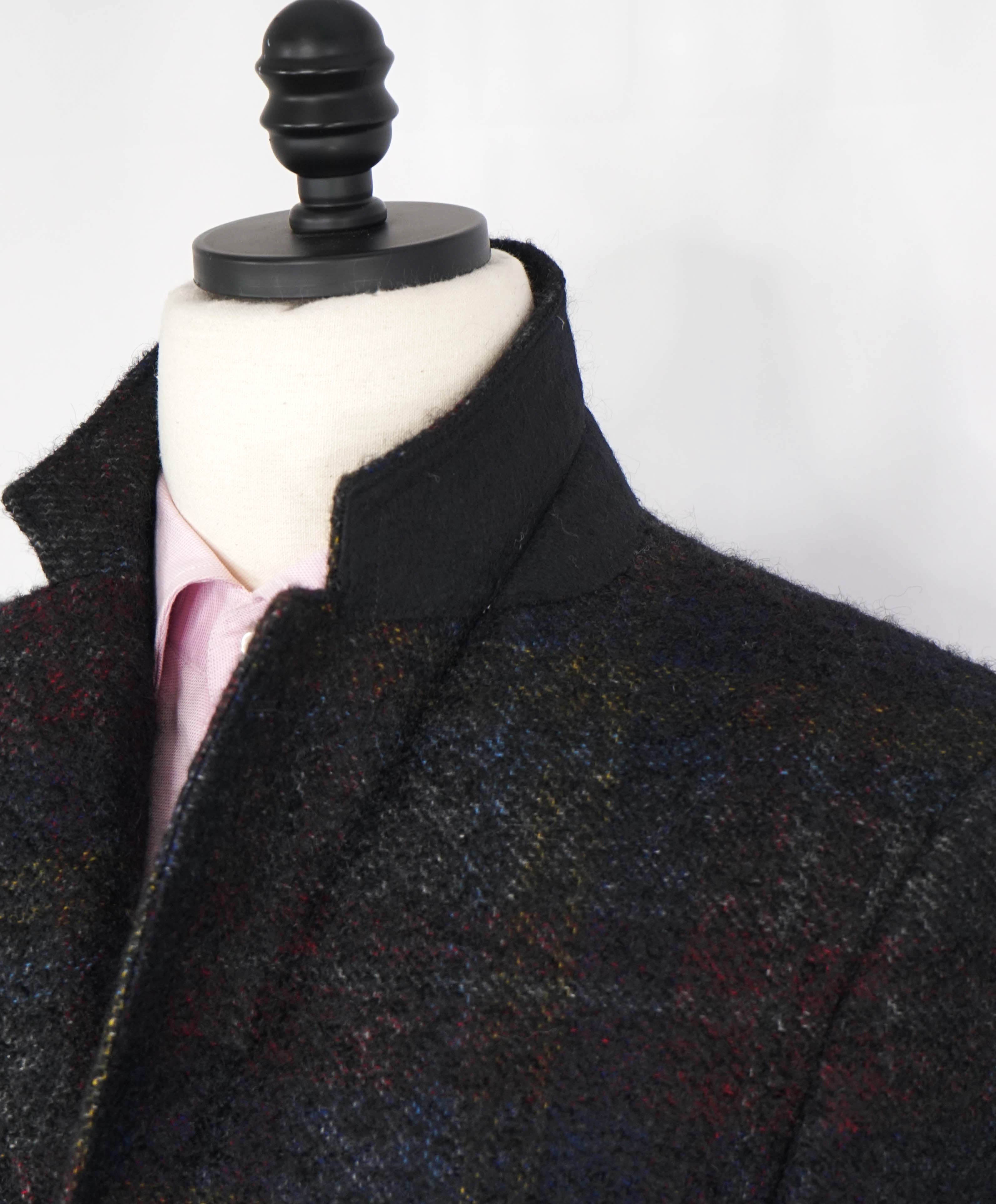 $2,395 CANALI - MOHAIR / WOOL Check Plaid CUSTOM 1/1 Topcoat Coat - 36R