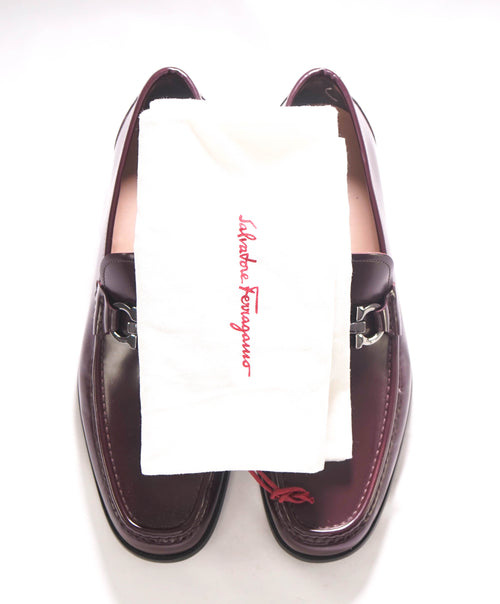 $850 SALVATORE FERRAGAMO - “GRANDIOSO" Gancini Bit Loafer Cherry Leather - 9.5 E