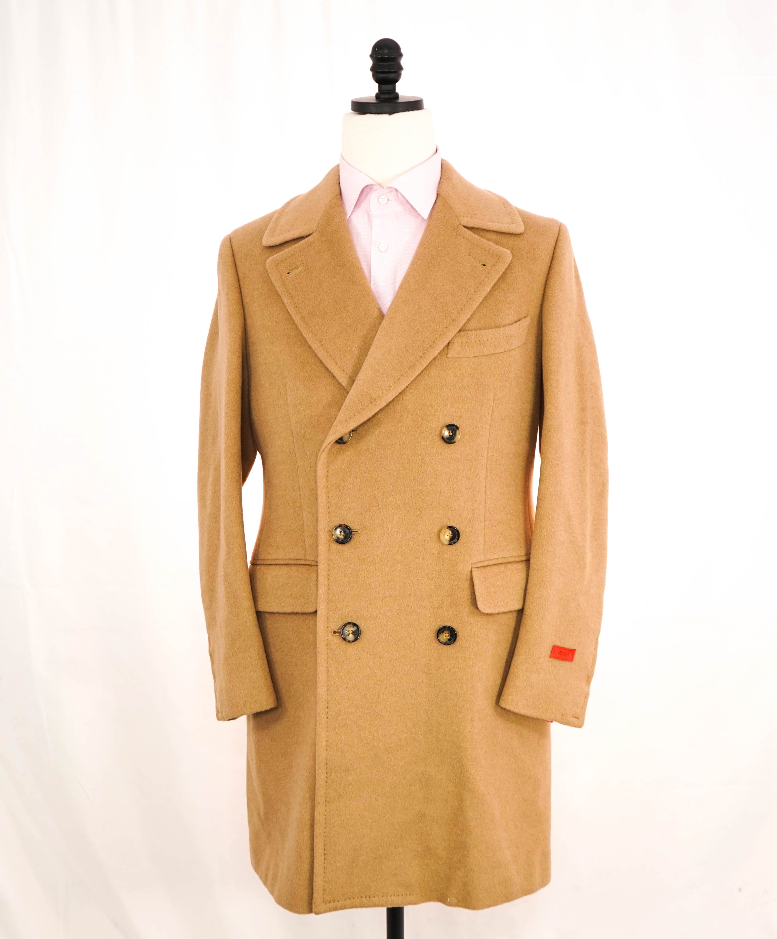 $5,995 ISAIA - CAMEL HAIR *MARSHAL* Neutral Double Breasted Winter Coat - 40R US