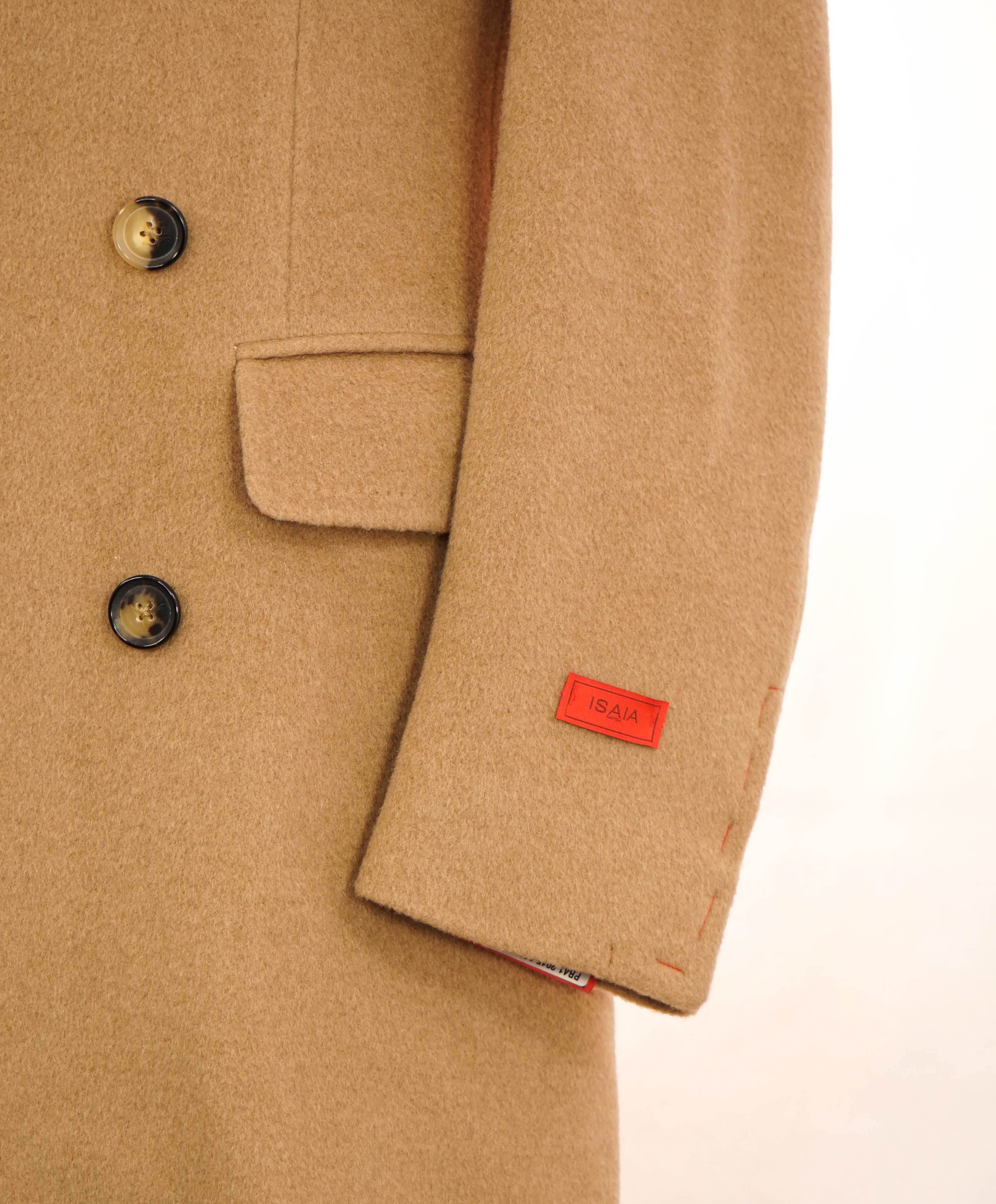 $5,995 ISAIA - CAMEL HAIR *MARSHAL* Neutral Double Breasted Winter Coat - 40R US