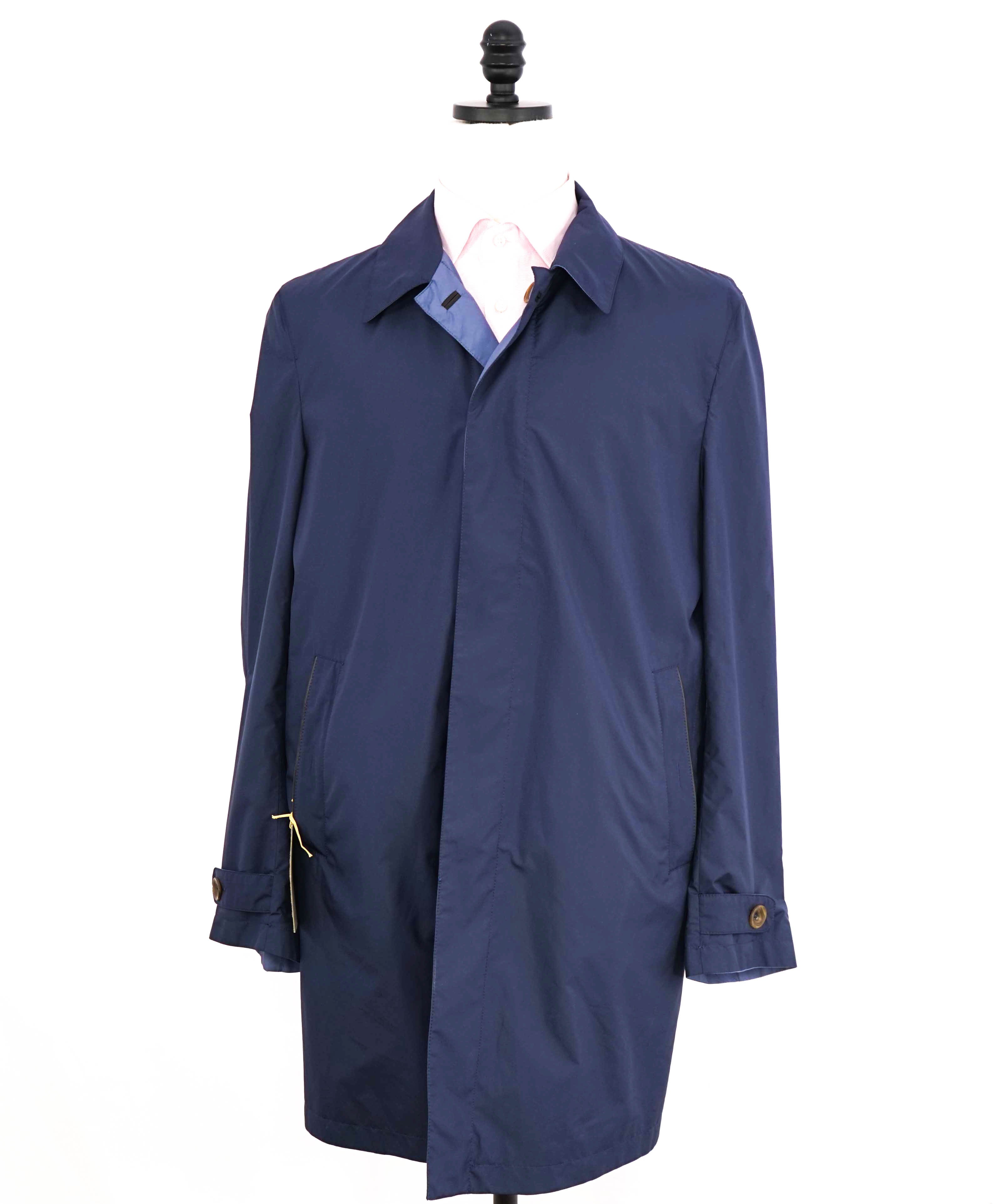 $1,695 CANALI - Rain Protection "REVERSIBLE" Navy Baby Blue Trench Coat - 40R