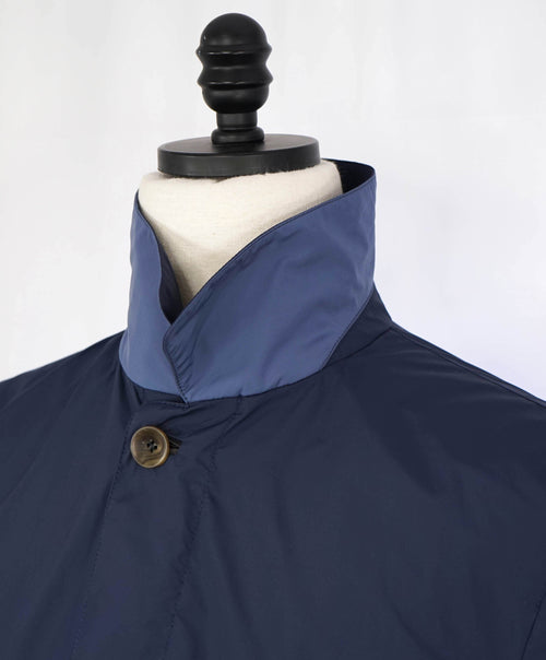 $1,695 CANALI - Rain Protection "REVERSIBLE" Navy Baby Blue Trench Coat - 40R