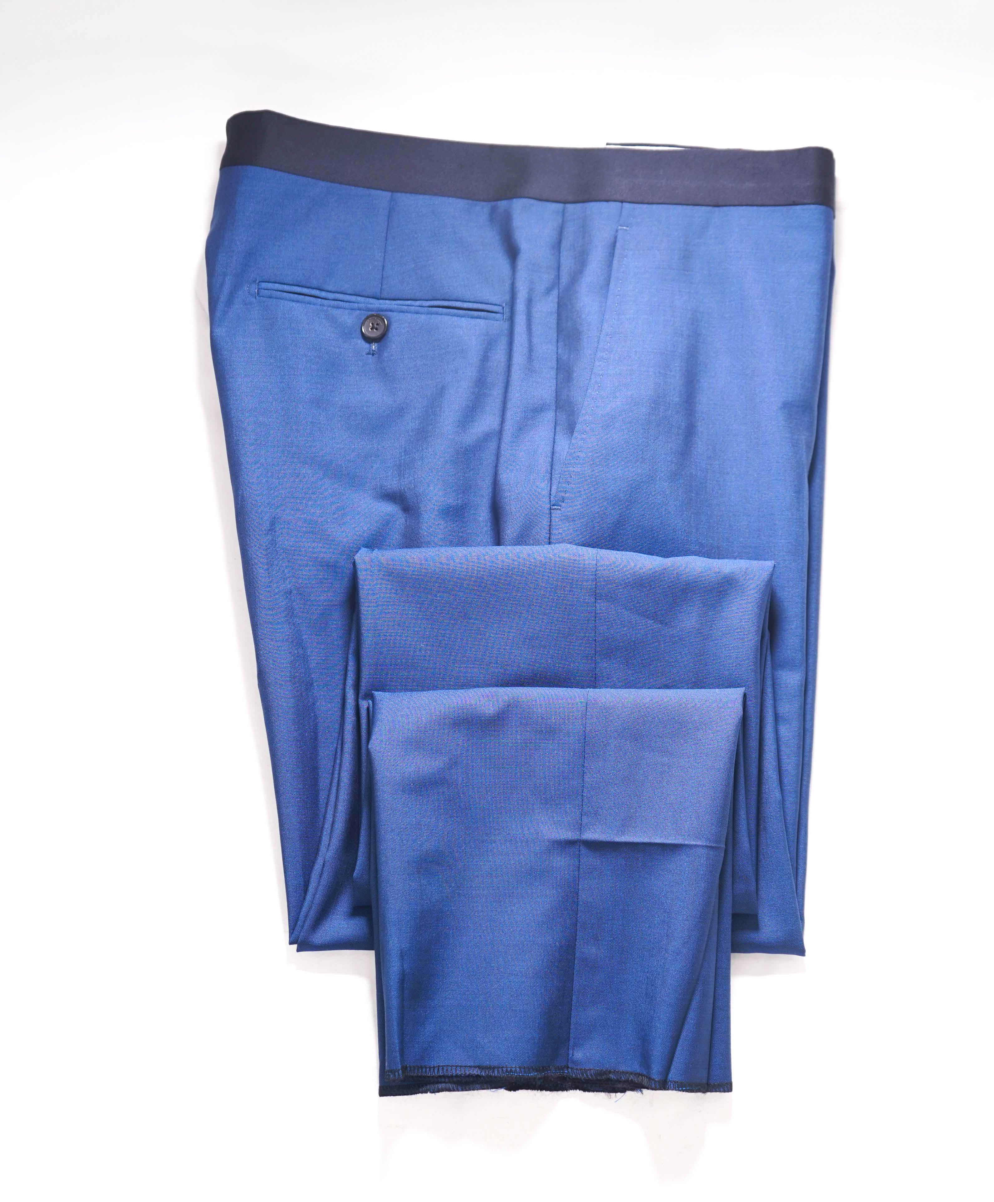 $890 SALVATORE FERRAGAMO - Bold Blue Flat Front Tux Dinner Pants - 34W (50EU)