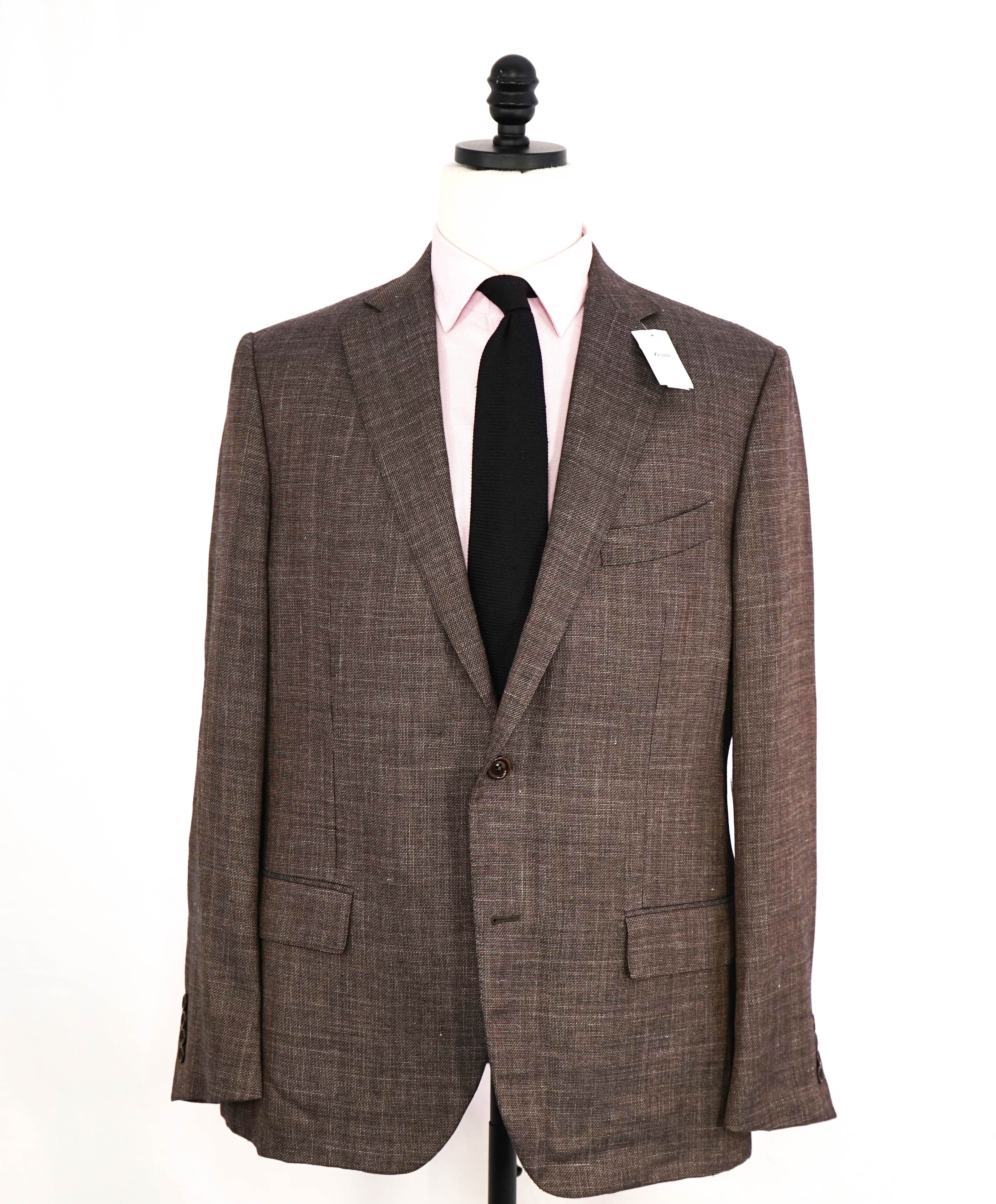 $2,695 ERMENEGILDO ZEGNA - *Crossover* Brown Woven Wool/Silk/Linen Blazer - 44L