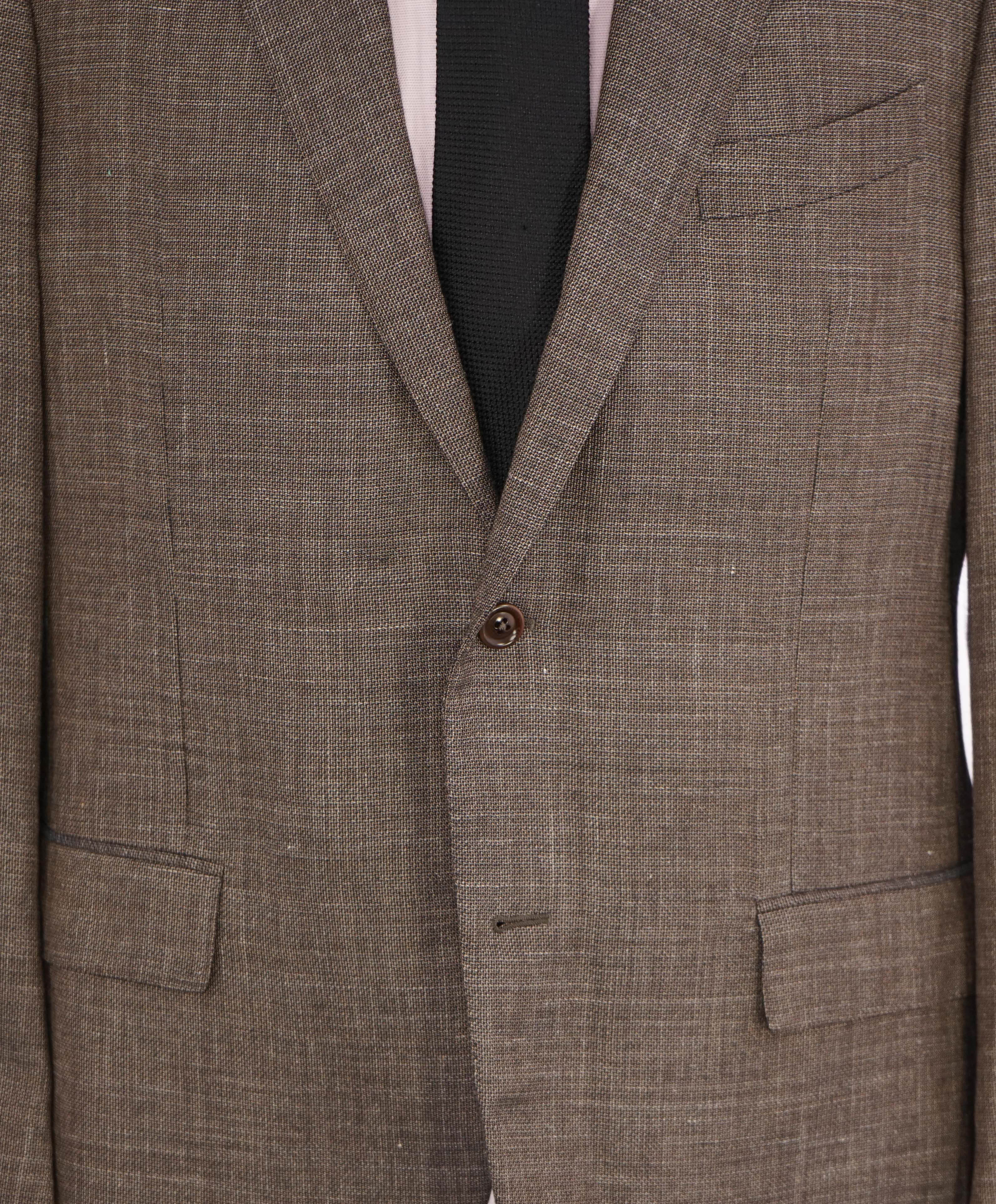 $2,695 ERMENEGILDO ZEGNA - *Crossover* Brown Woven Wool/Silk/Linen Blazer - 44L