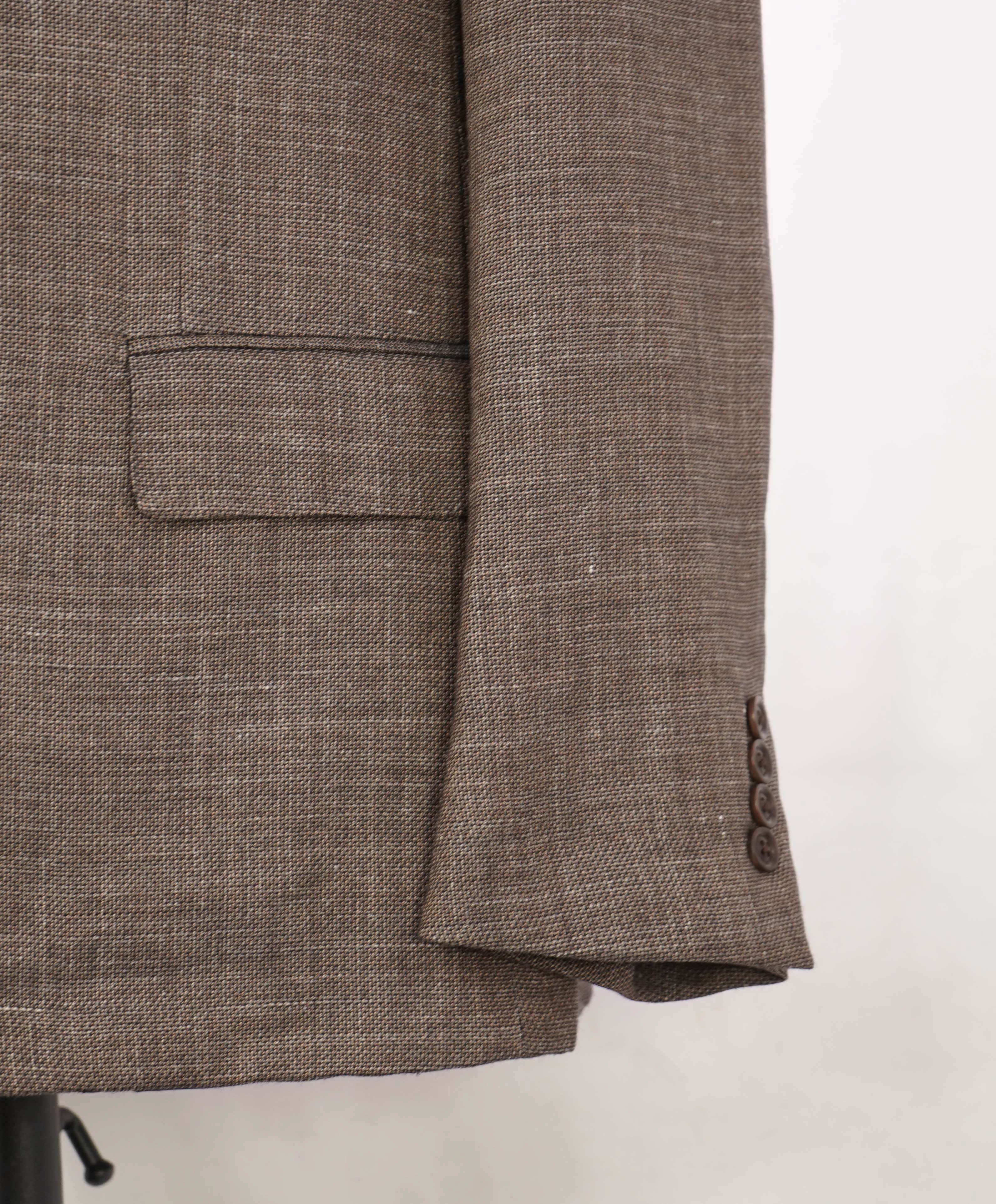 $2,695 ERMENEGILDO ZEGNA - *Crossover* Brown Woven Wool/Silk/Linen Blazer - 44L