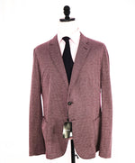 $1,595 EMPORIO ARMANI- BURGUNDY *Unlined Cotton* Geometric Blazer - 48R