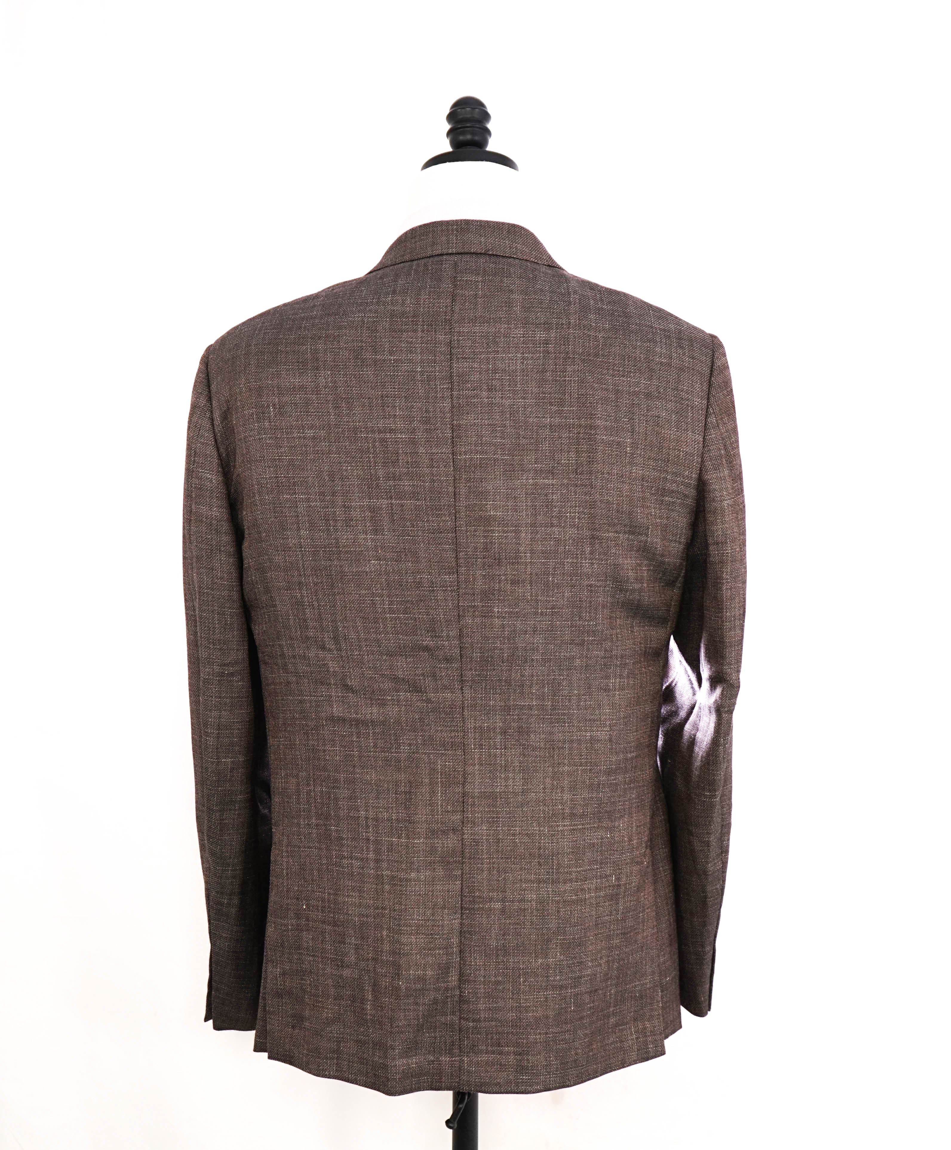 $2,695 ERMENEGILDO ZEGNA - *Crossover* Brown Woven Wool/Silk/Linen Blazer - 44L