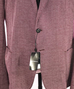 $1,595 EMPORIO ARMANI- BURGUNDY *Unlined Cotton* Geometric Blazer - 48R