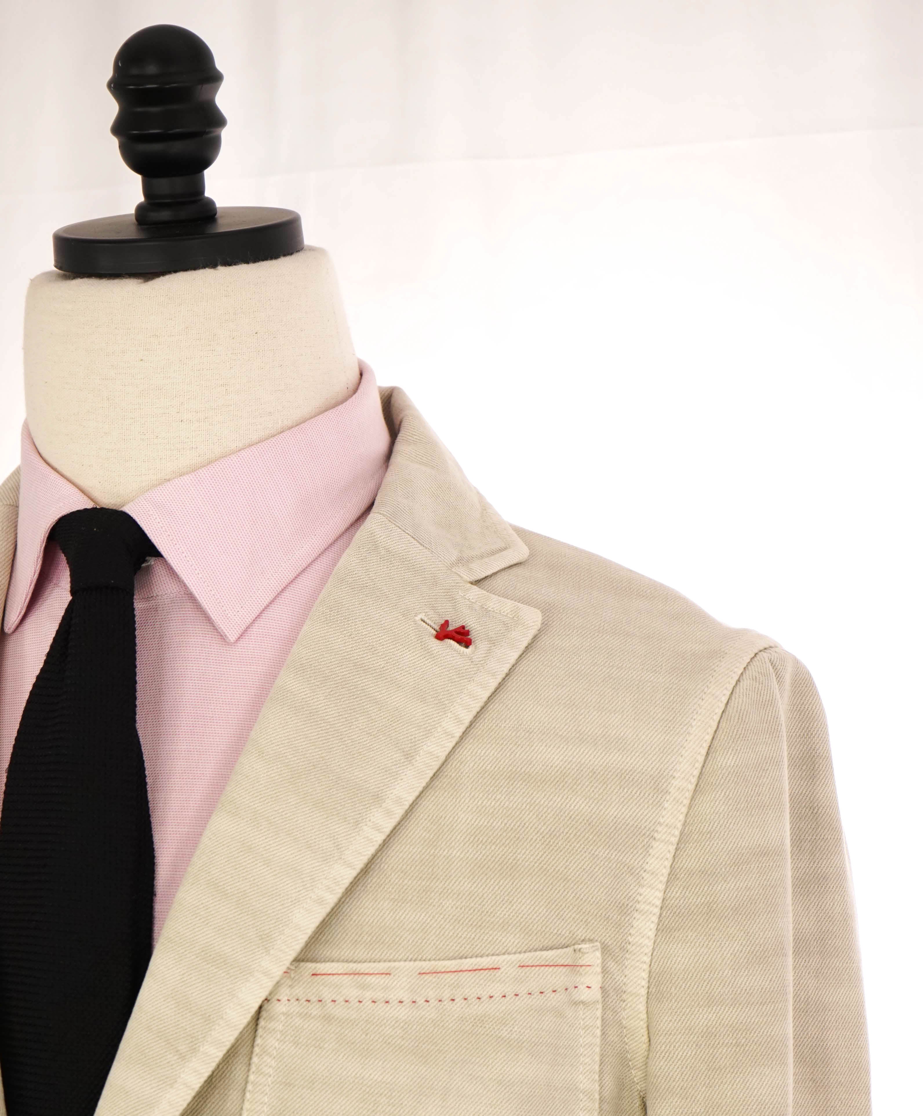 $2,995 ISAIA - CottonNeutral Patch Pocket LOGO BUTTONS Semi-Lined Blazer - 36R