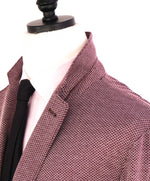 $1,595 EMPORIO ARMANI- BURGUNDY *Unlined Cotton* Geometric Blazer - 48R