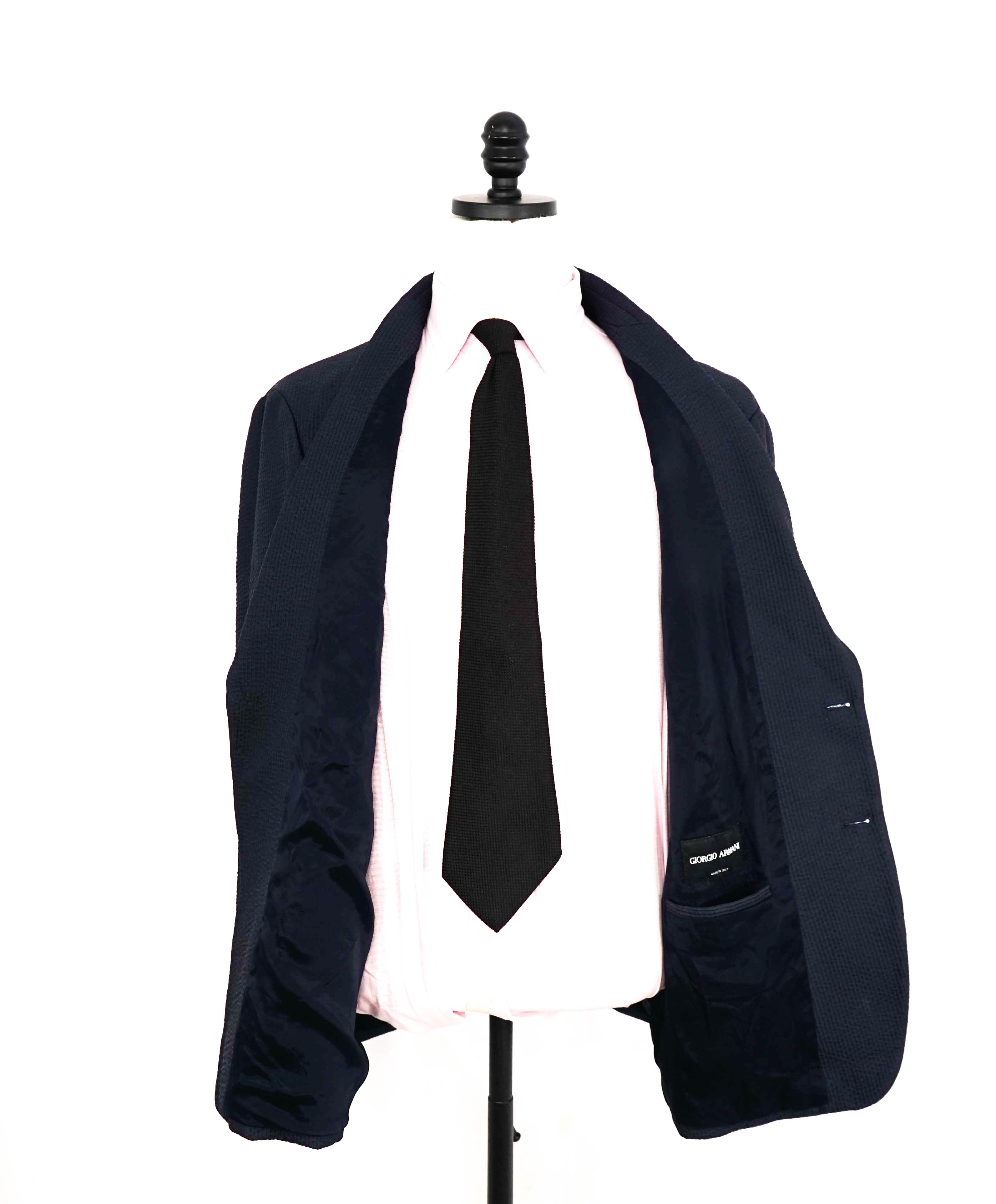 $2,995 GIORGIO ARMANI -Textured Navy Performance "80% SILK" Blazer- 46R