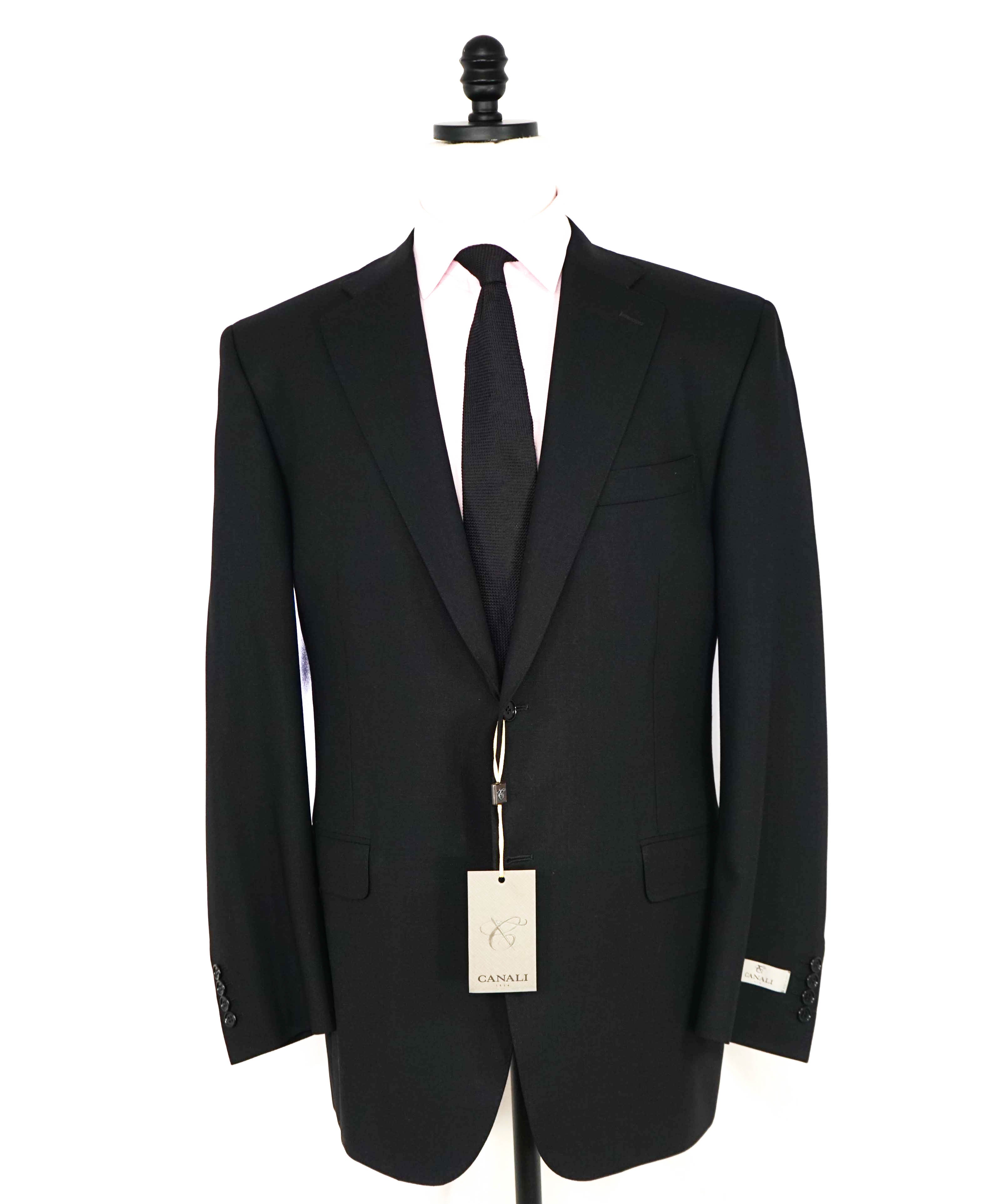 $1,895 CANALI - "TRAVEL WATER RESISTANT" Black Royal Weave Wool Blazer - 46L