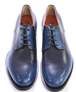 SANTONI -  Made In Italy Blue Distressed Style Round Toe Oxfords - 11 (10IT)