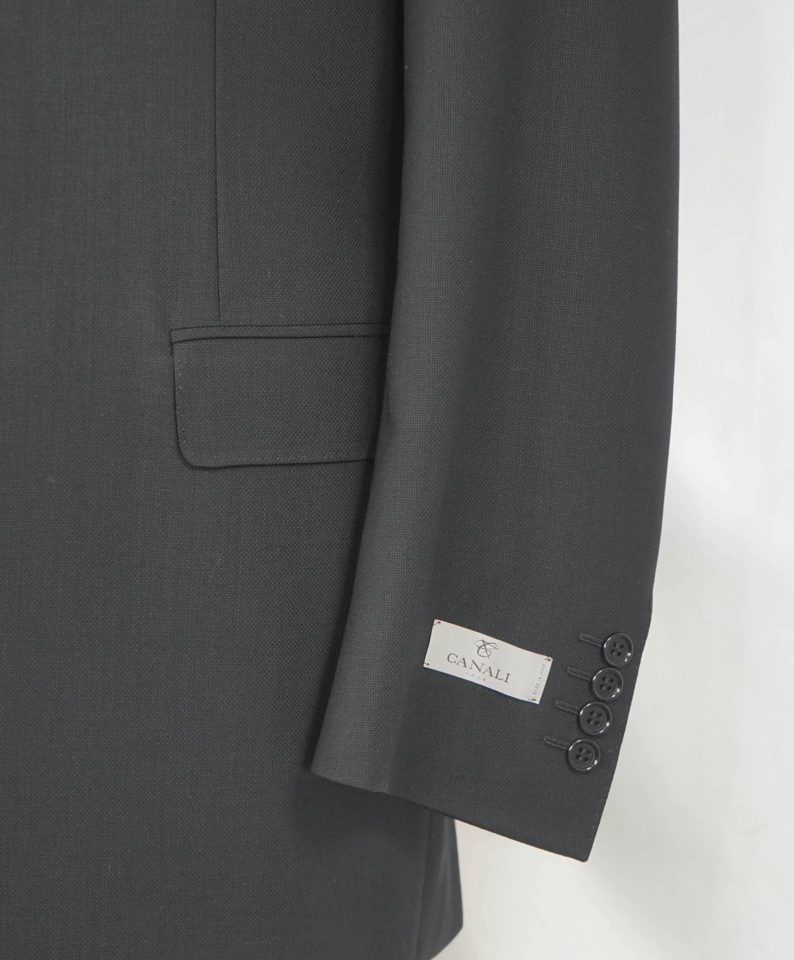 $1,895 CANALI - "TRAVEL WATER RESISTANT" Black Royal Weave Wool Blazer - 46L