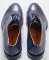 SANTONI -  Made In Italy Blue Distressed Style Round Toe Oxfords - 11 (10IT)