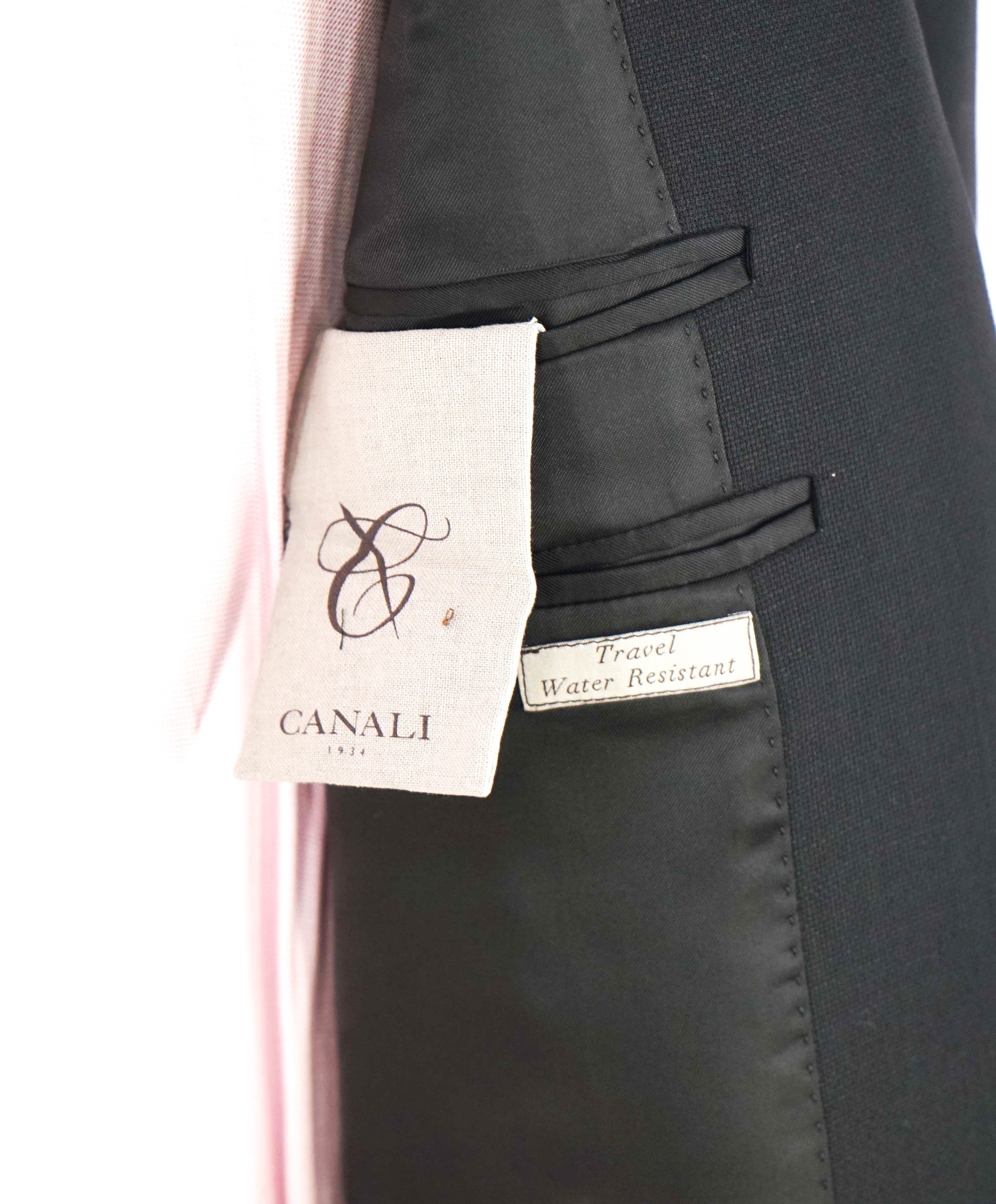 $1,895 CANALI - "TRAVEL WATER RESISTANT" Black Royal Weave Wool Blazer - 46L