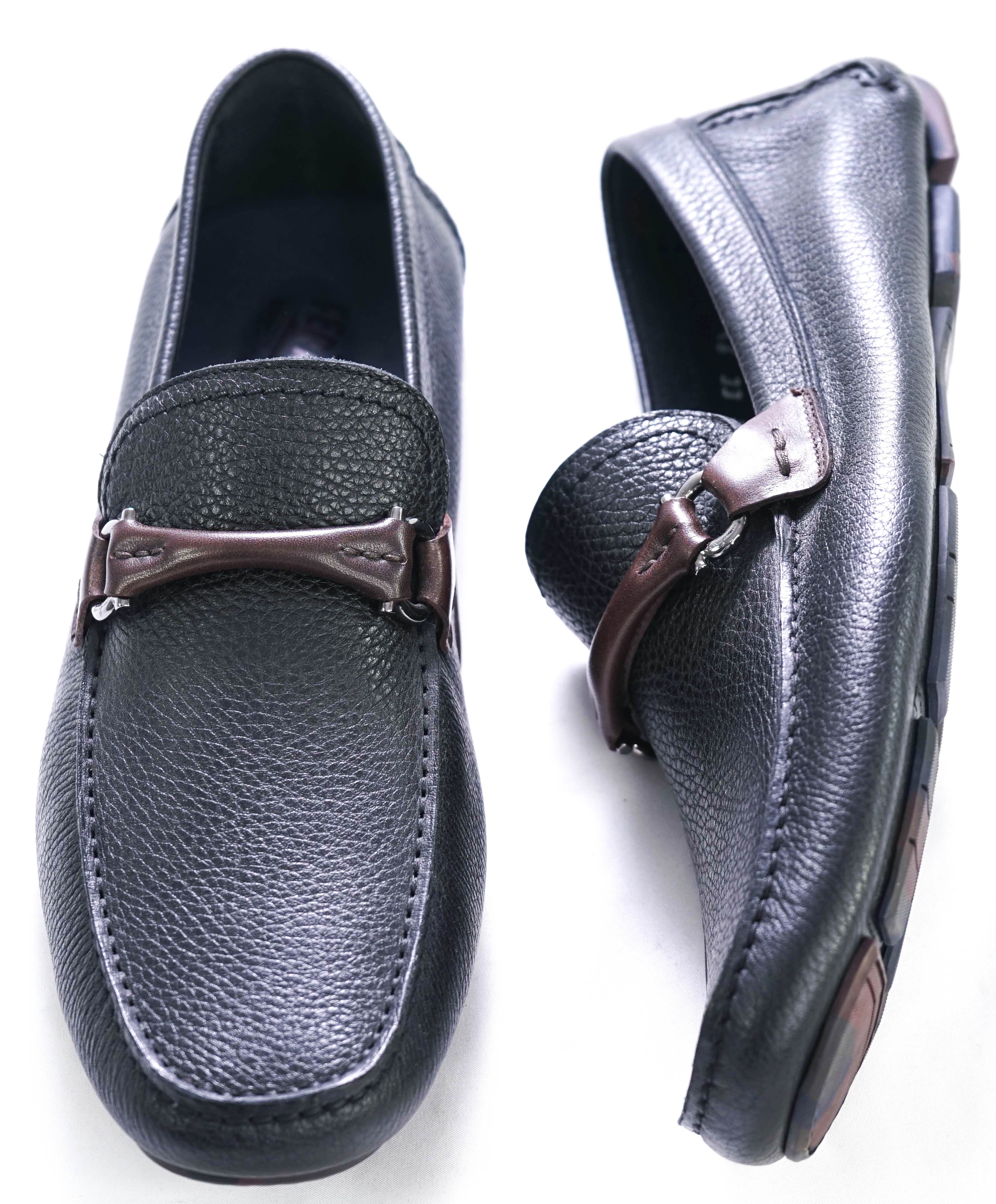 SALVATORE FERRAGAMO - Black/Brown Camp Sole Gancini Loafer- 9.5 EE