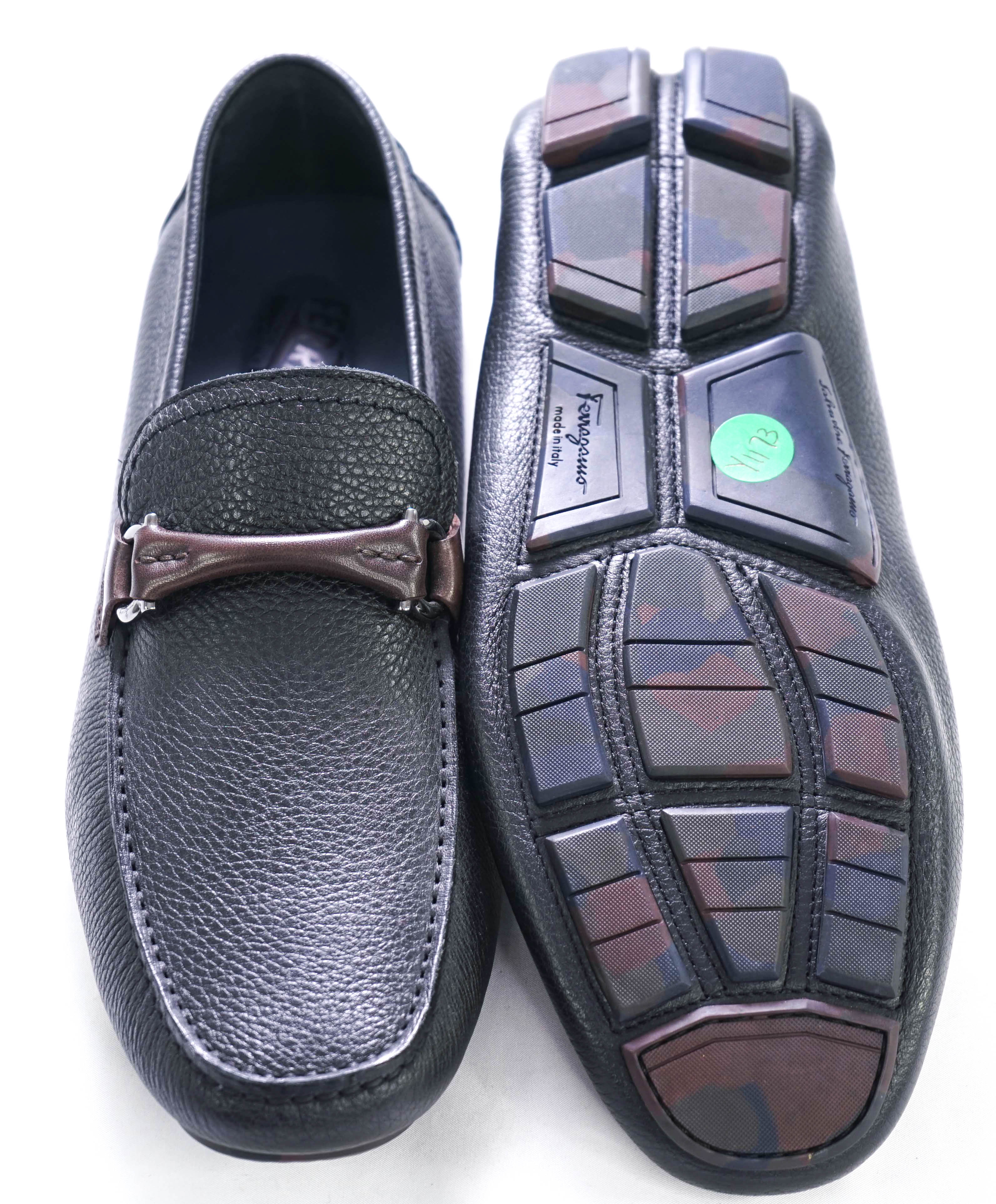 SALVATORE FERRAGAMO - Black/Brown Camp Sole Gancini Loafer- 9.5 EE