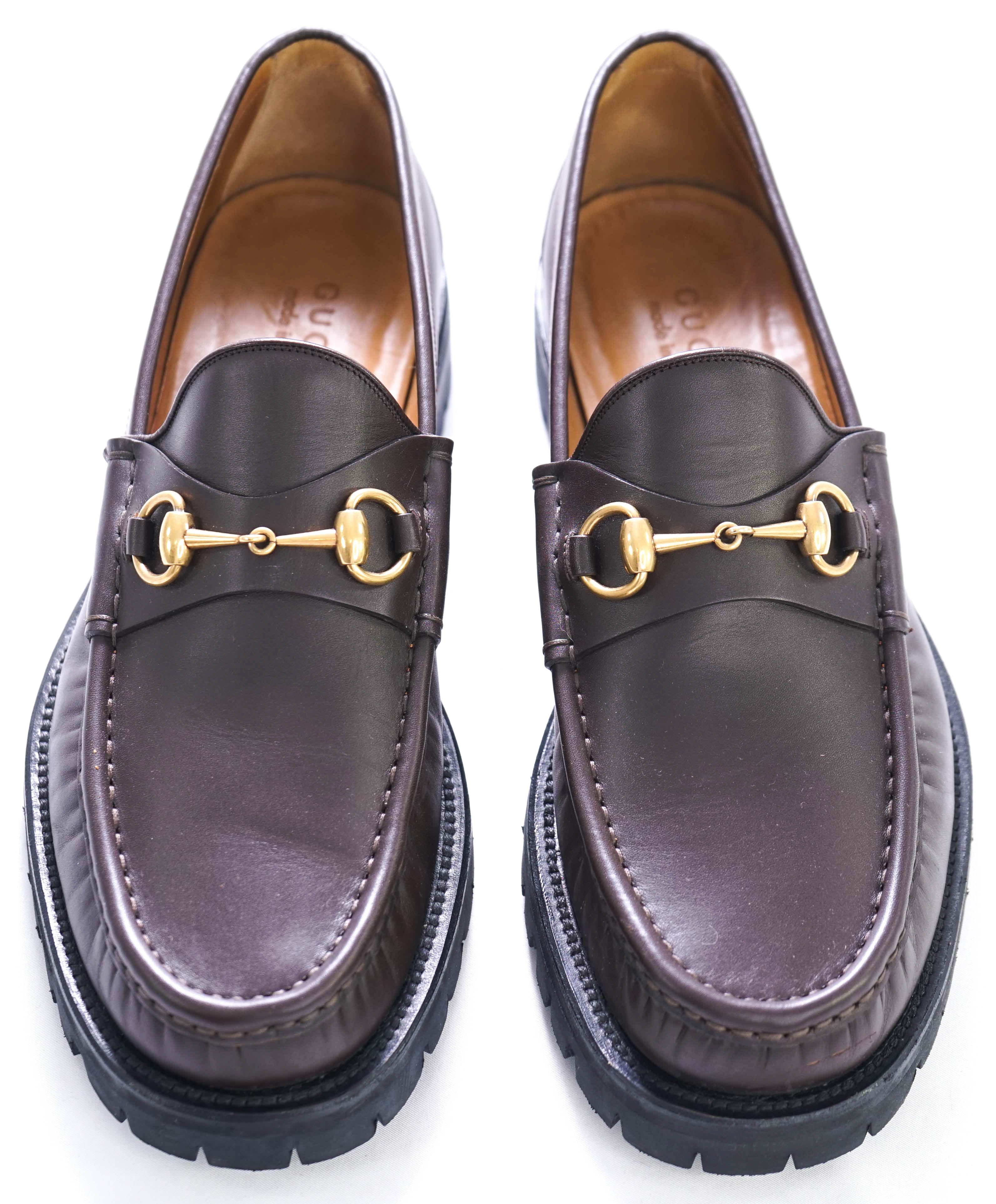 GUCCI - Horse-bit Loafers Brown/Gold Iconic Style - 10.5US (10 G Stamped On Shoe)