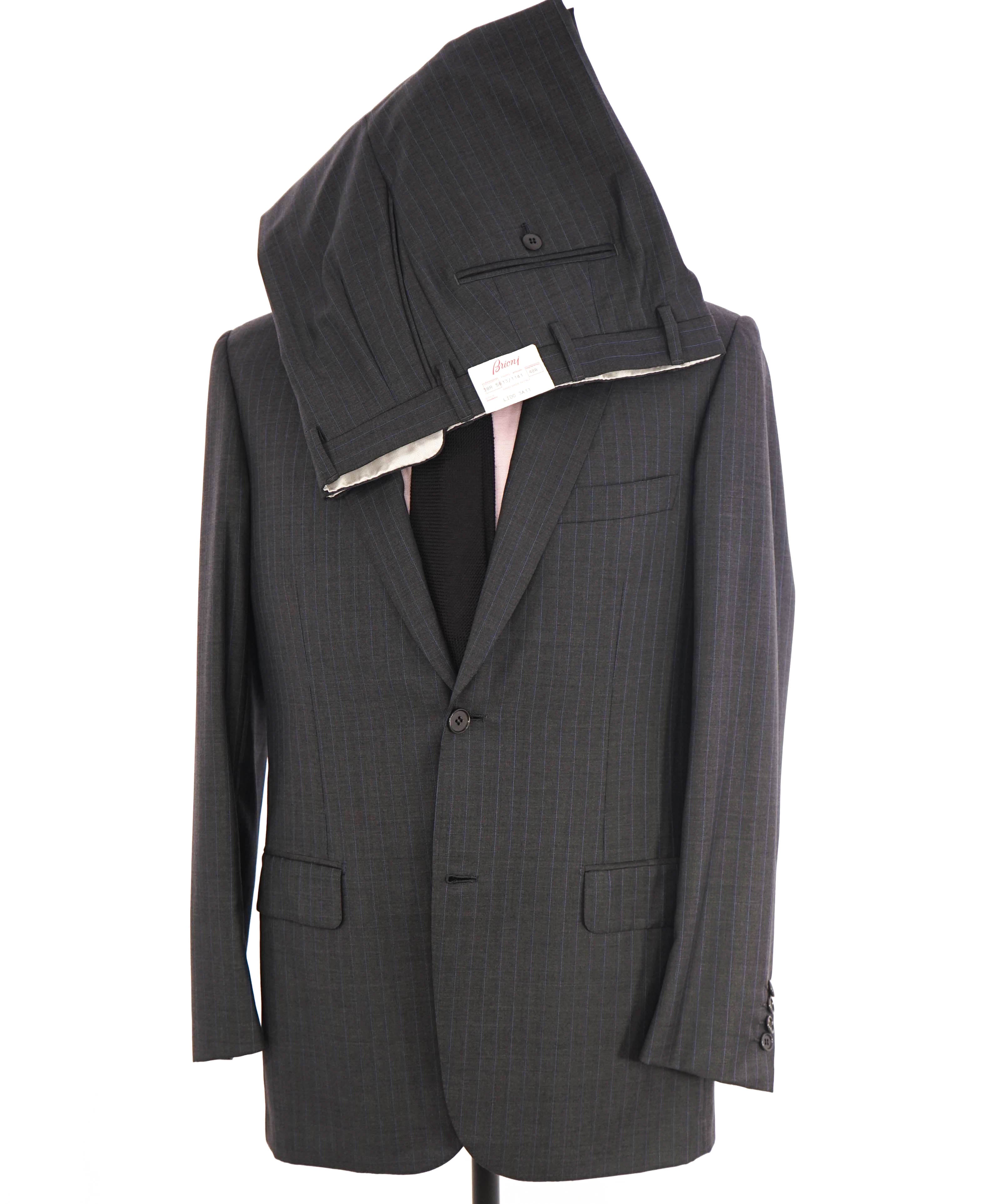 $6700 BRIONI - Gray/Blue 2-Btn Super *CELEB FAVE* 150's Suit - 40R